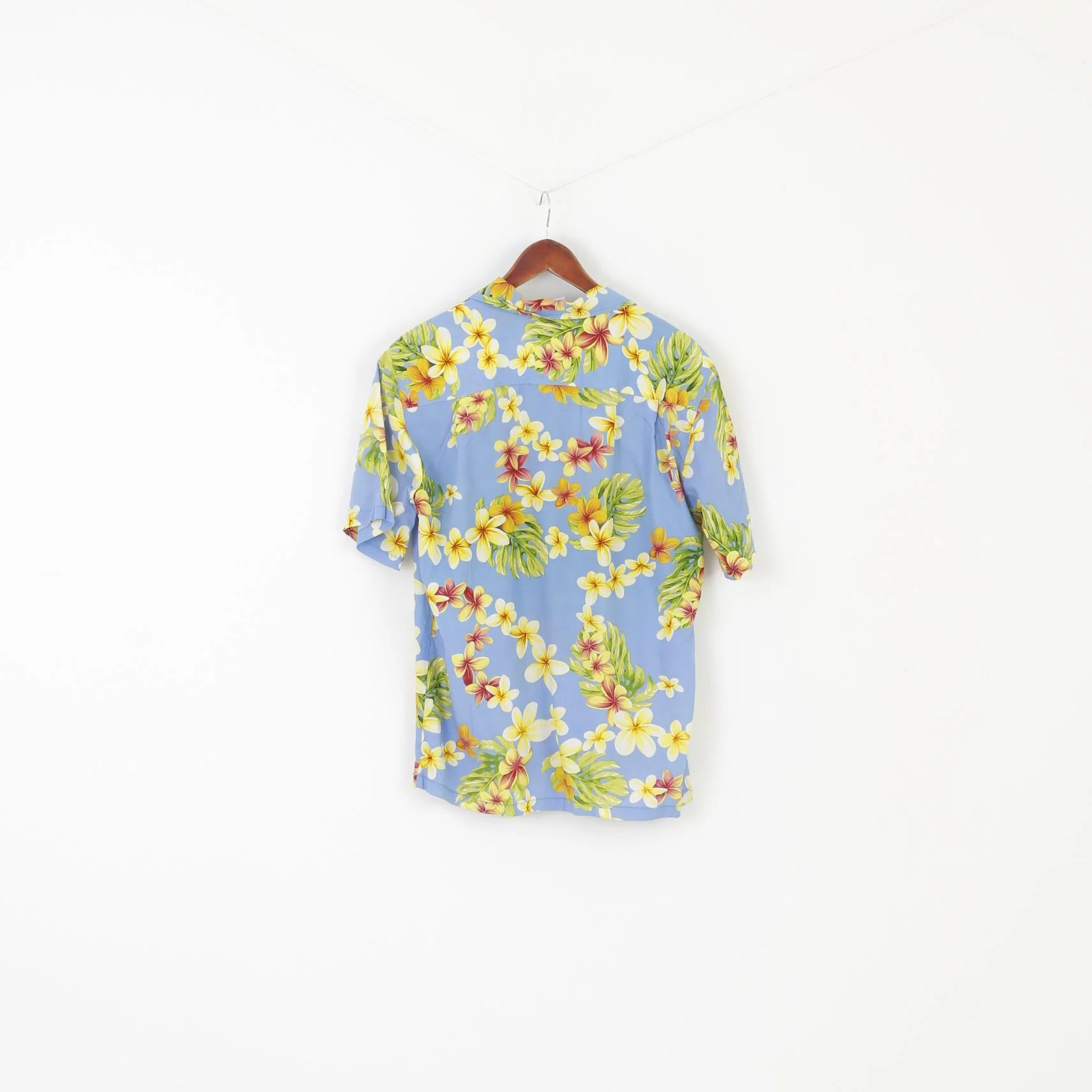 Smart Design Men M Casual Shirt Blue Floral Print 100% Rayon Hawaii Top - Image 6