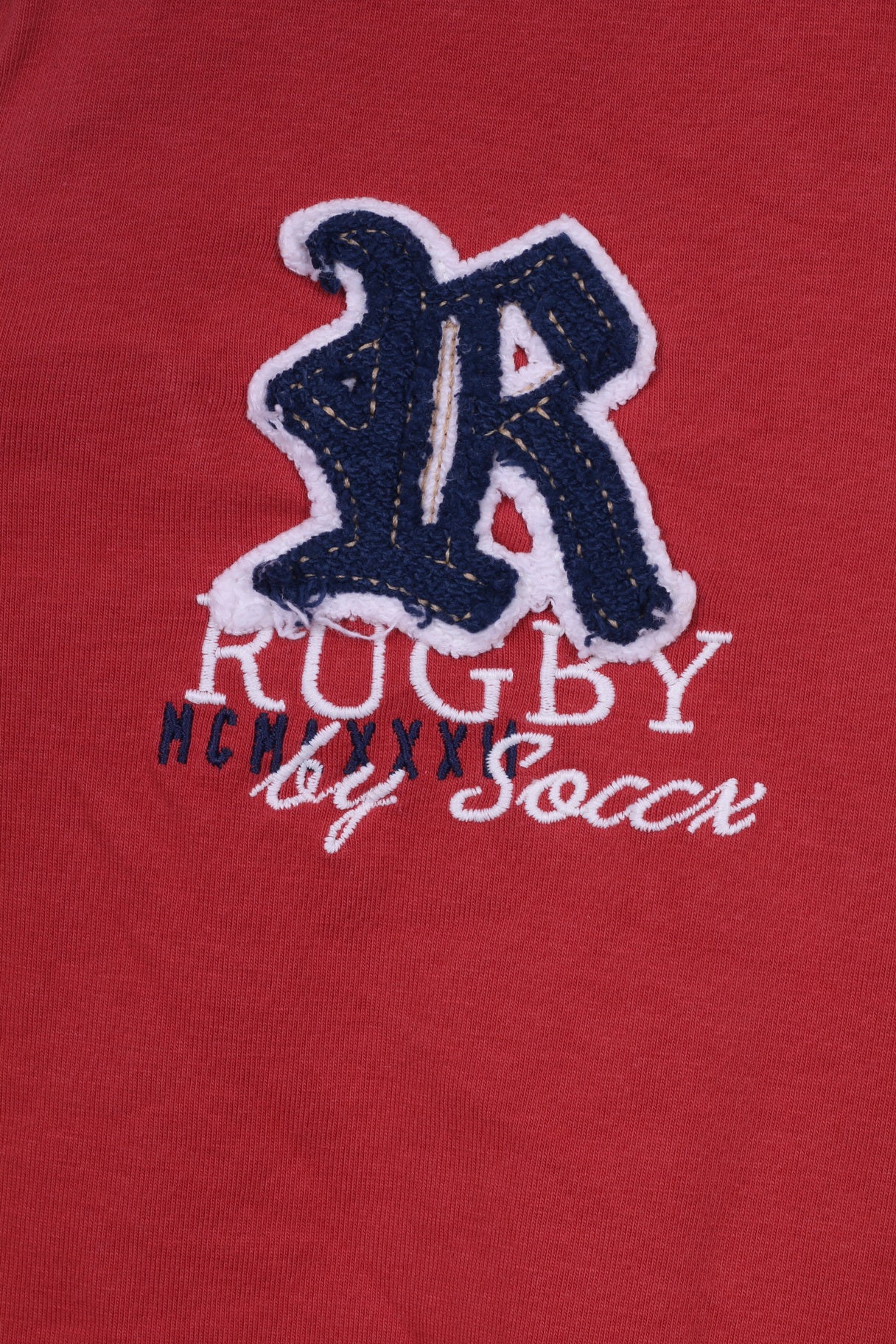 Soccx Womens 38 M Polo Shirt Long Sleeve Paches Rubgy Team Sports Red Top - Image 3