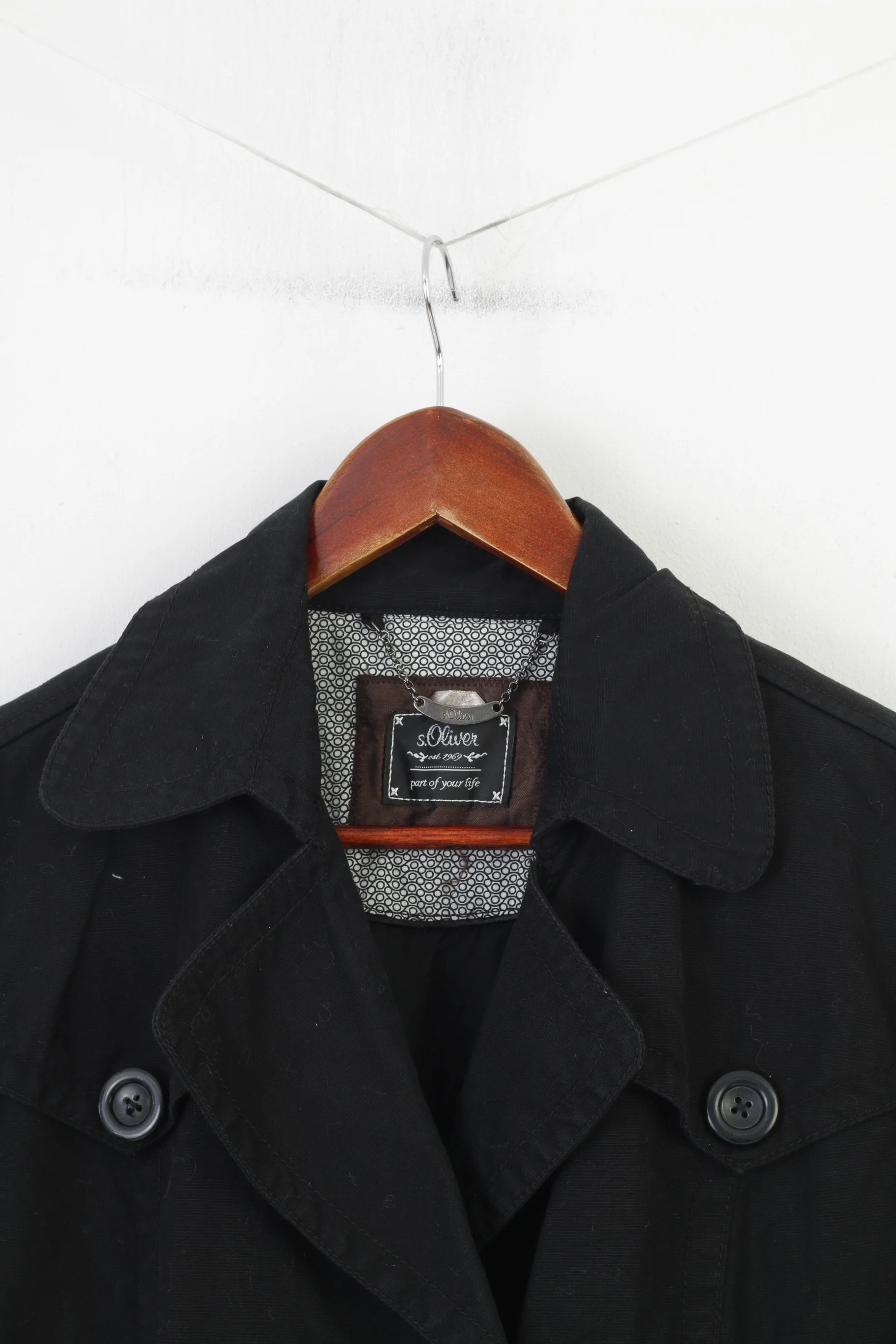 S'Oliver Women 16 L Jacket Black Cotton Double Breasted Vintage Blazer - Image 2