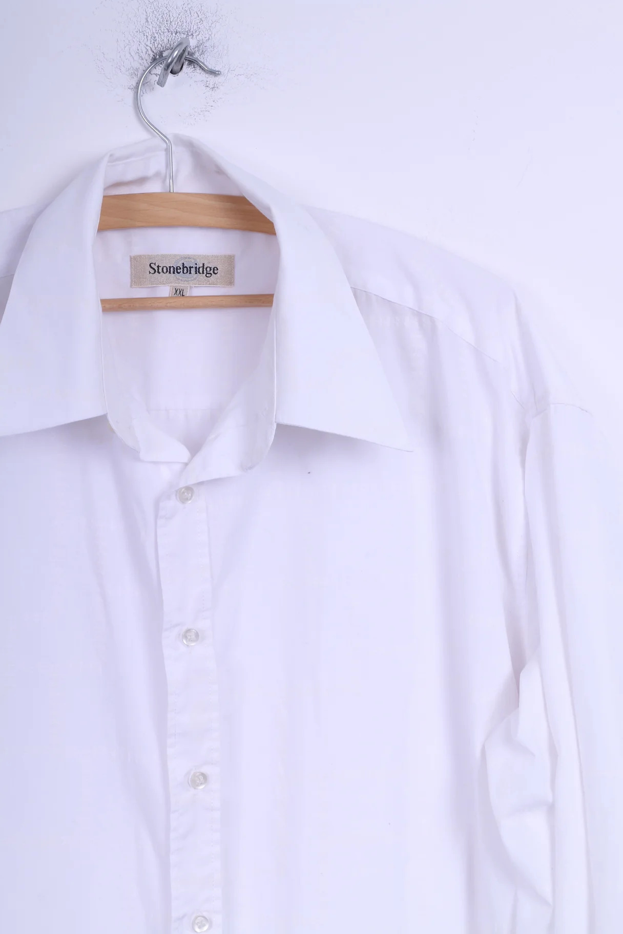 Stonebridge Mens XXL Casual Shirt White Long Sleeve Cotton - Image 3