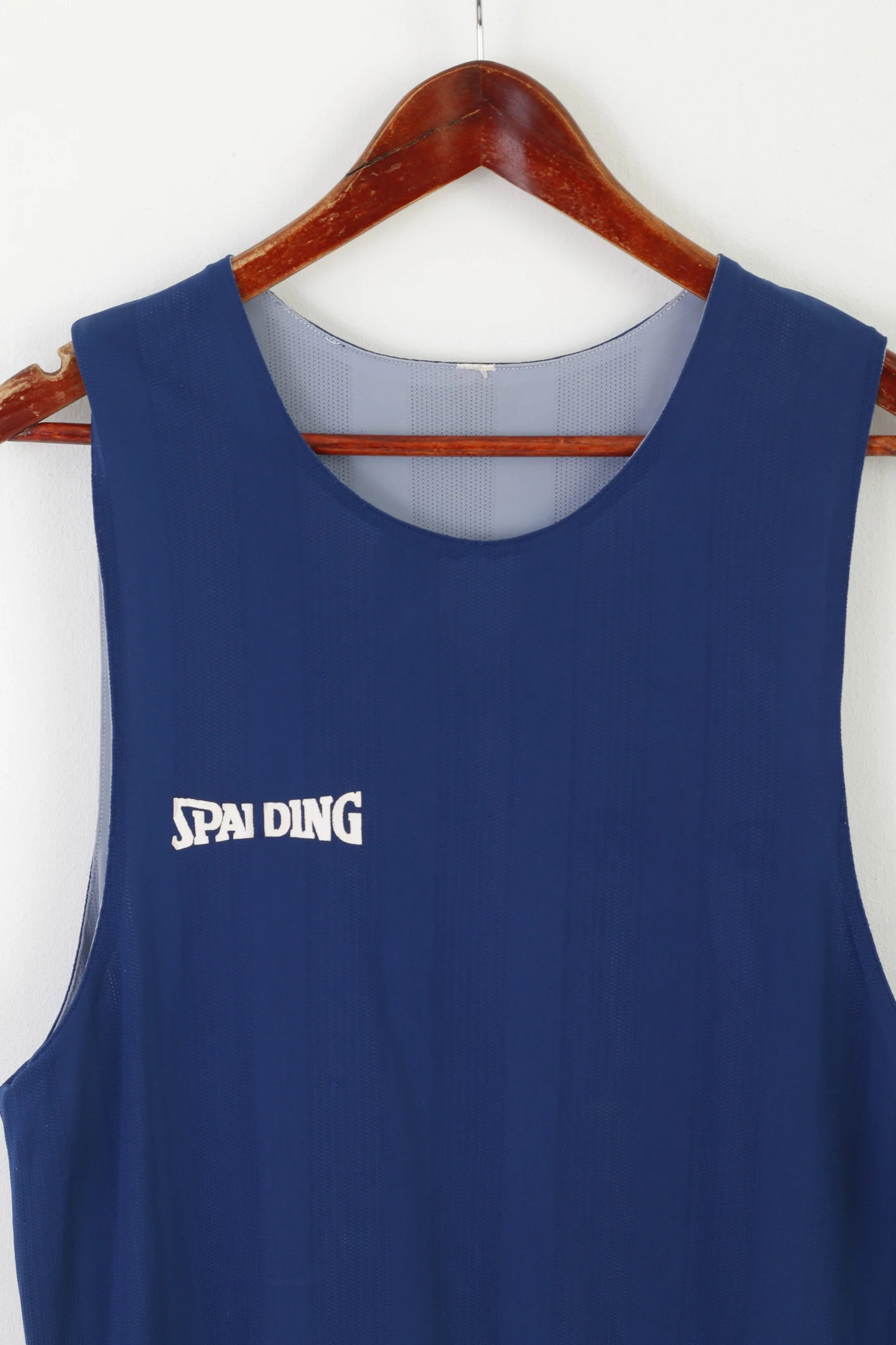 Spalding Mens M Shirt Sleeveless Navy Vintage 90s Sport Basketball Jersey Top - Image 2