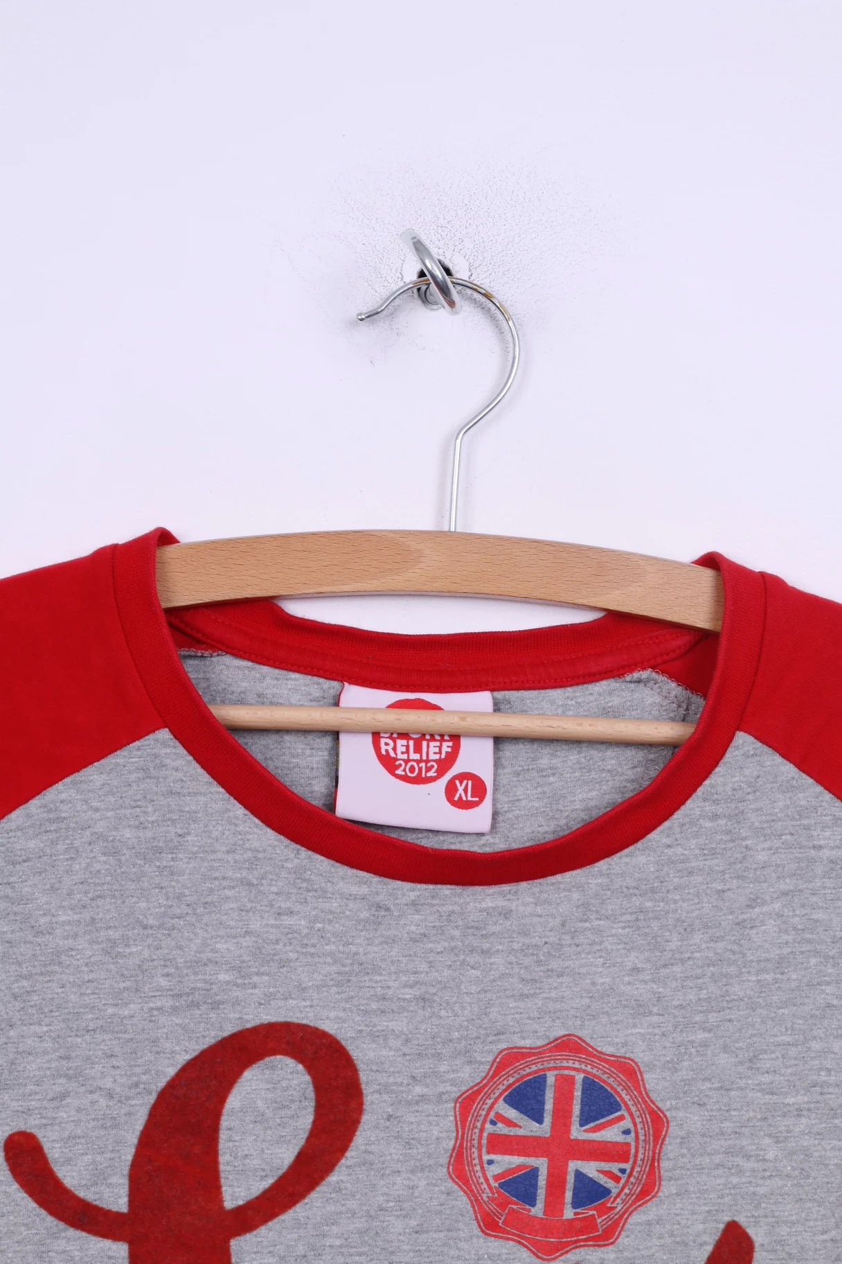 Sport Relief 2012 Mens XL Graphic Shirt Raglan Sleeve Grey Cotton - Image 2
