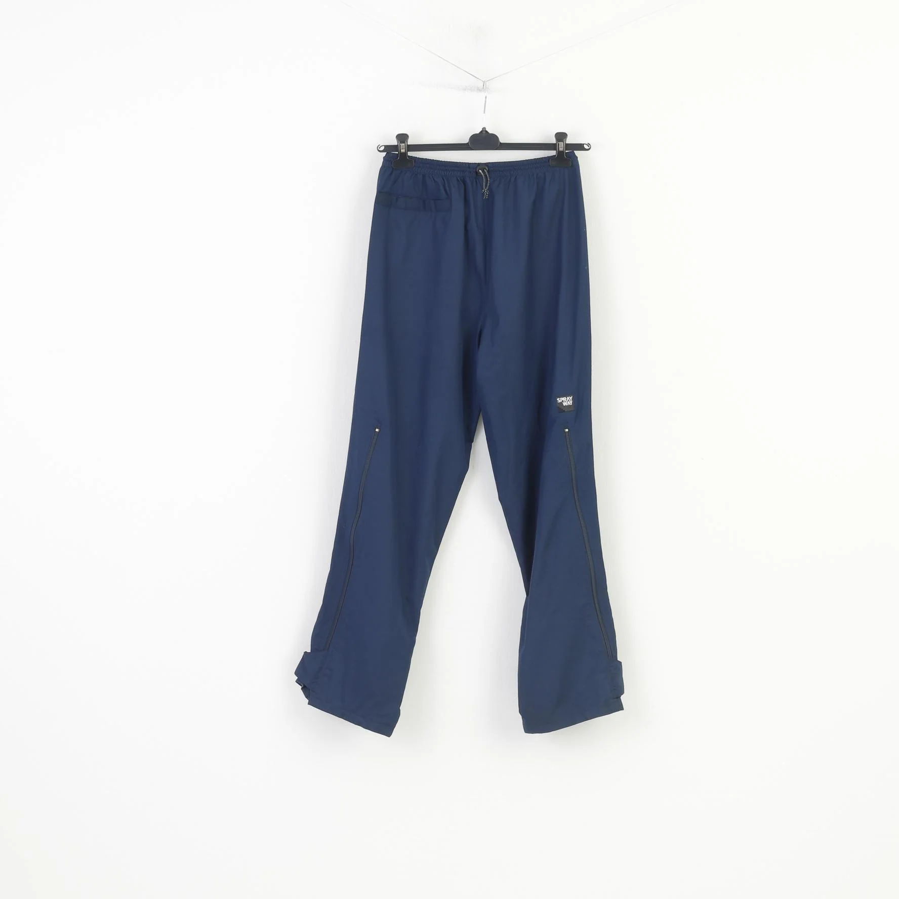Spray Way Men S Trousers Walking Rainpants Navy Elastic Waist Zippered Legs Outwear Pants