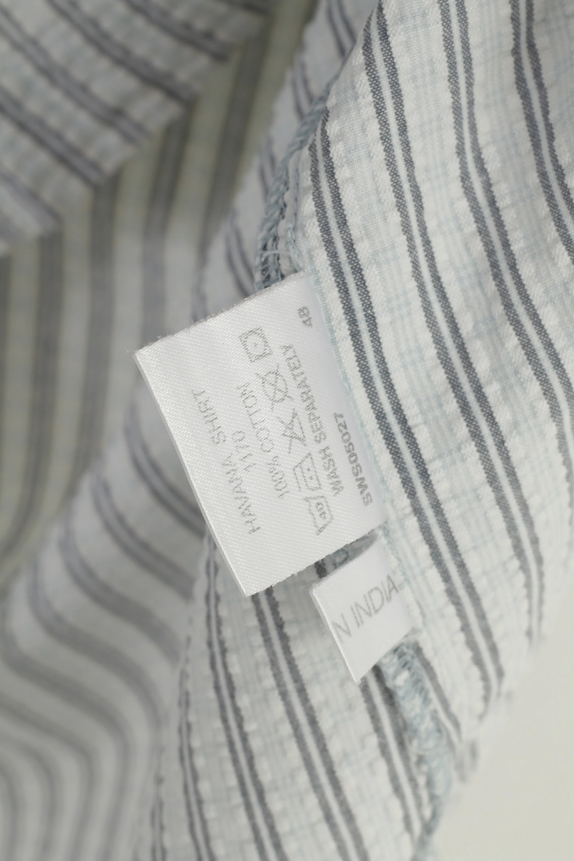 Sprayway Men L Casual Shirt Striped Light Grey Cotton Short Sleeve Collar Hiking Top - Image 5