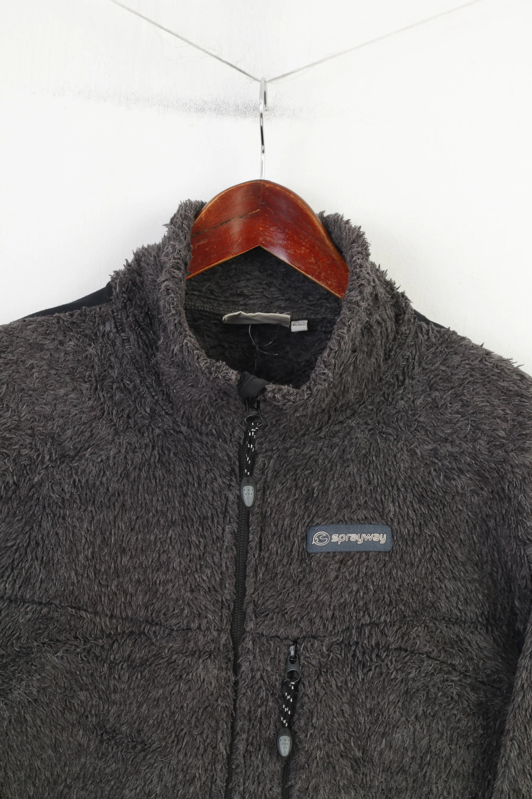 Sprayway Women 12 M Fleece Sweatshirt Grey Fluffy Full Zipper Padded Warm Vintage Top - Image 2