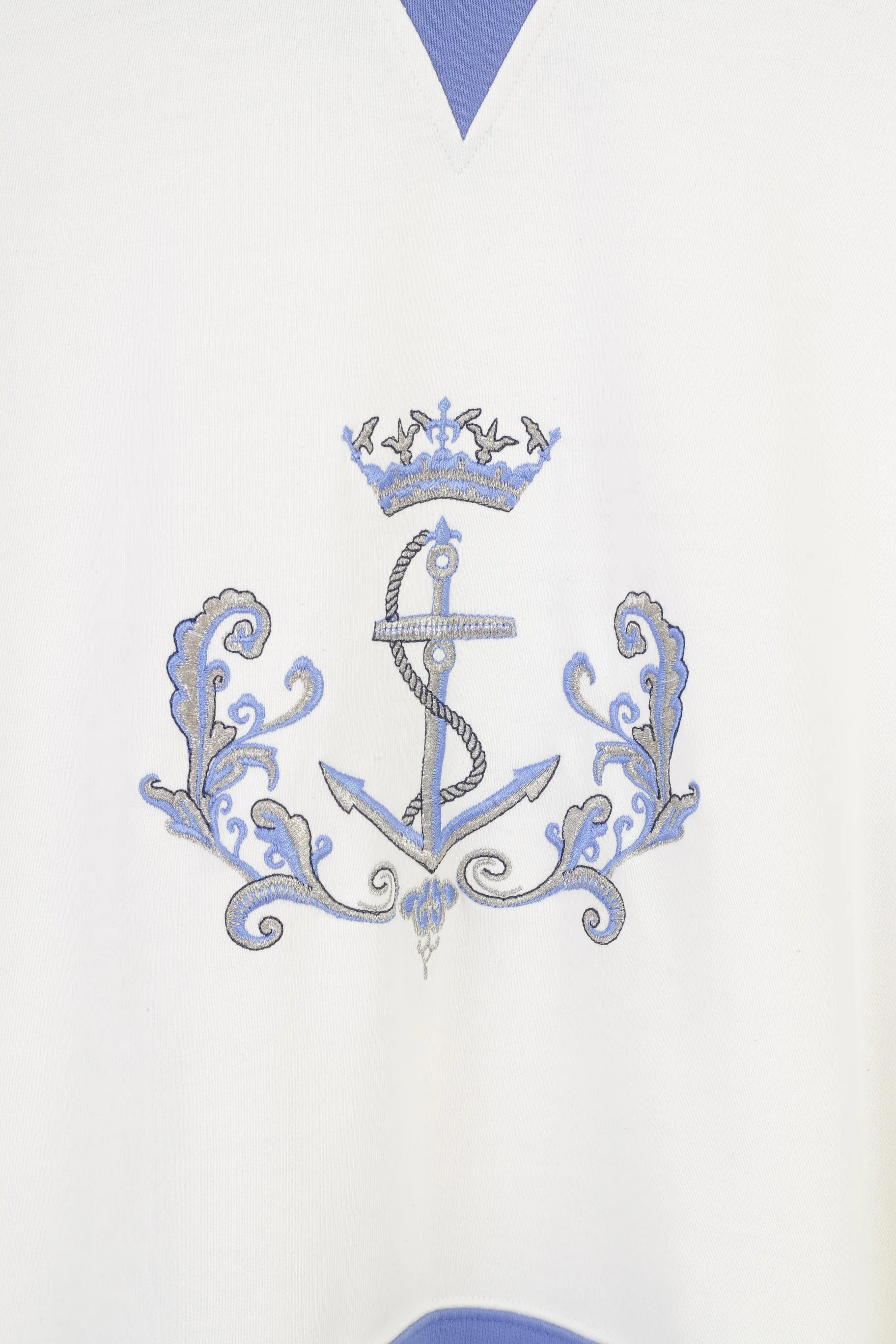 St Michael Women 10 M Sweatshirt White Jumper Sportswear Anchor Print Vintage Top - Image 4