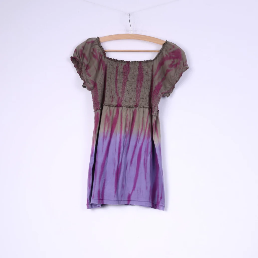 Staccato Girls 164 Shirt Puffy Grey Tie Dye Festival Summer Top - Image 5