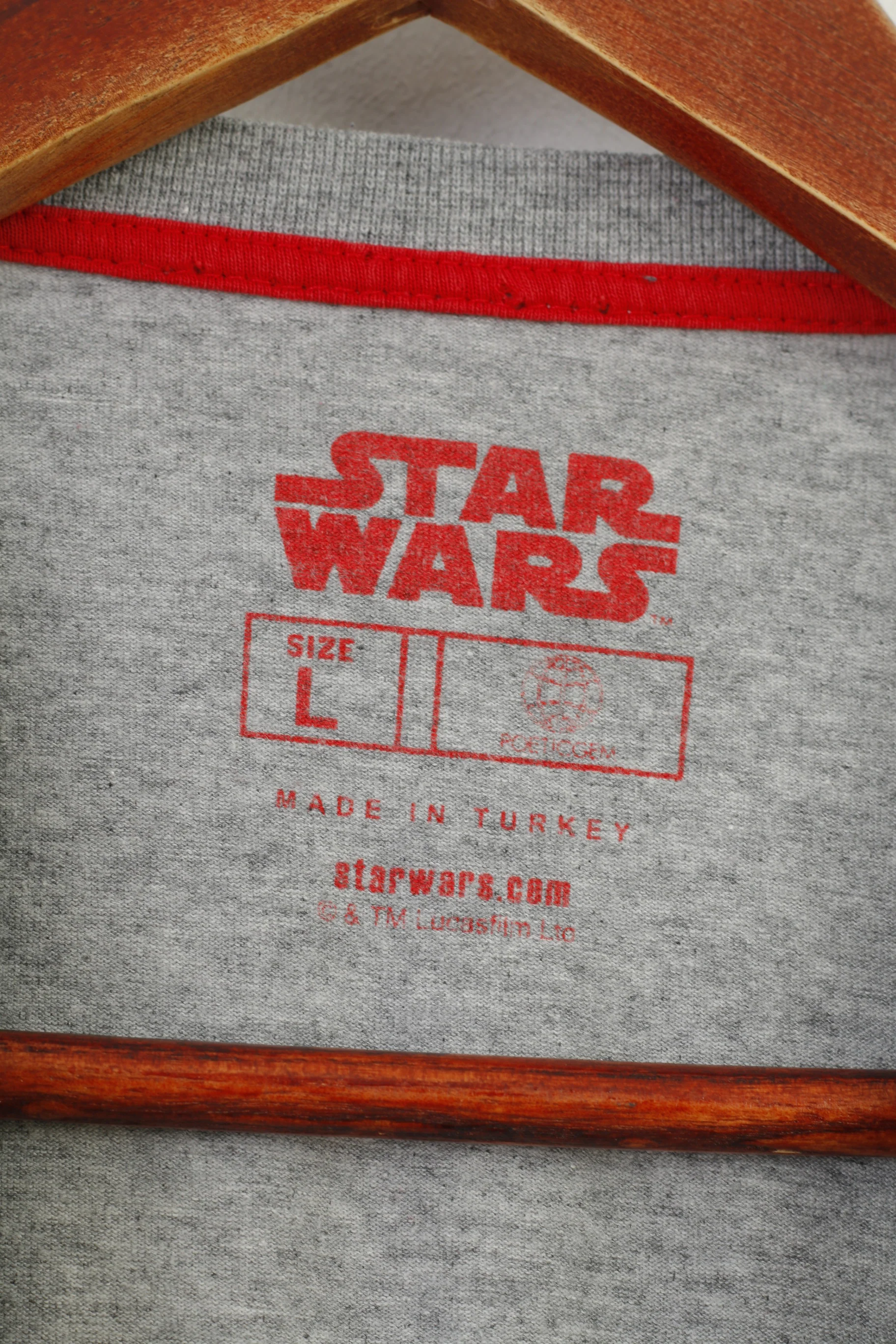 Star Wars Men L T-Shirt Grey  Graphic Crew Neck Short Sleeve Vintage Top - Image 4
