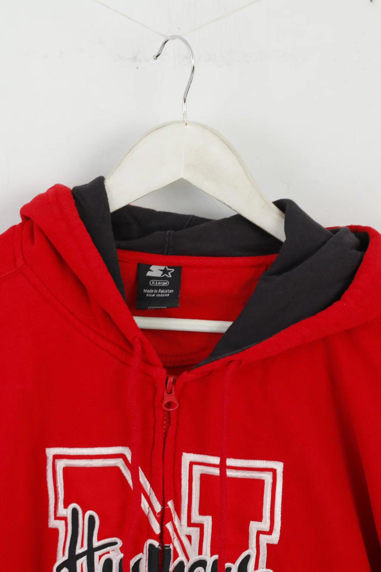 Starter Men XL Sweatshirt Red Cotton Huskers Basketball Zip Up Hoddie - Image 3
