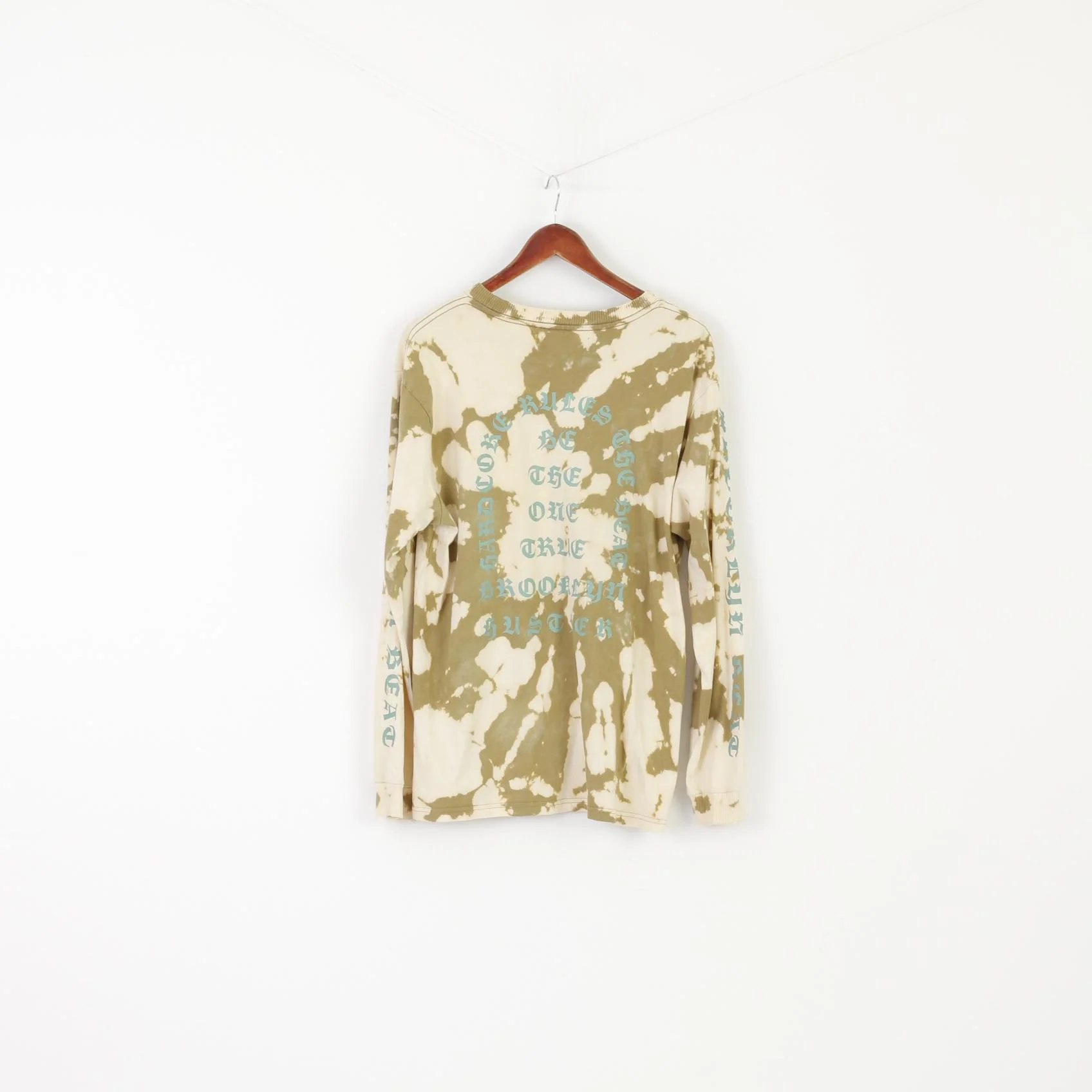 STAY Men M Long Sleeved Shirt Cream Colored Cotton Rainey Crew Neck Top - Image 6