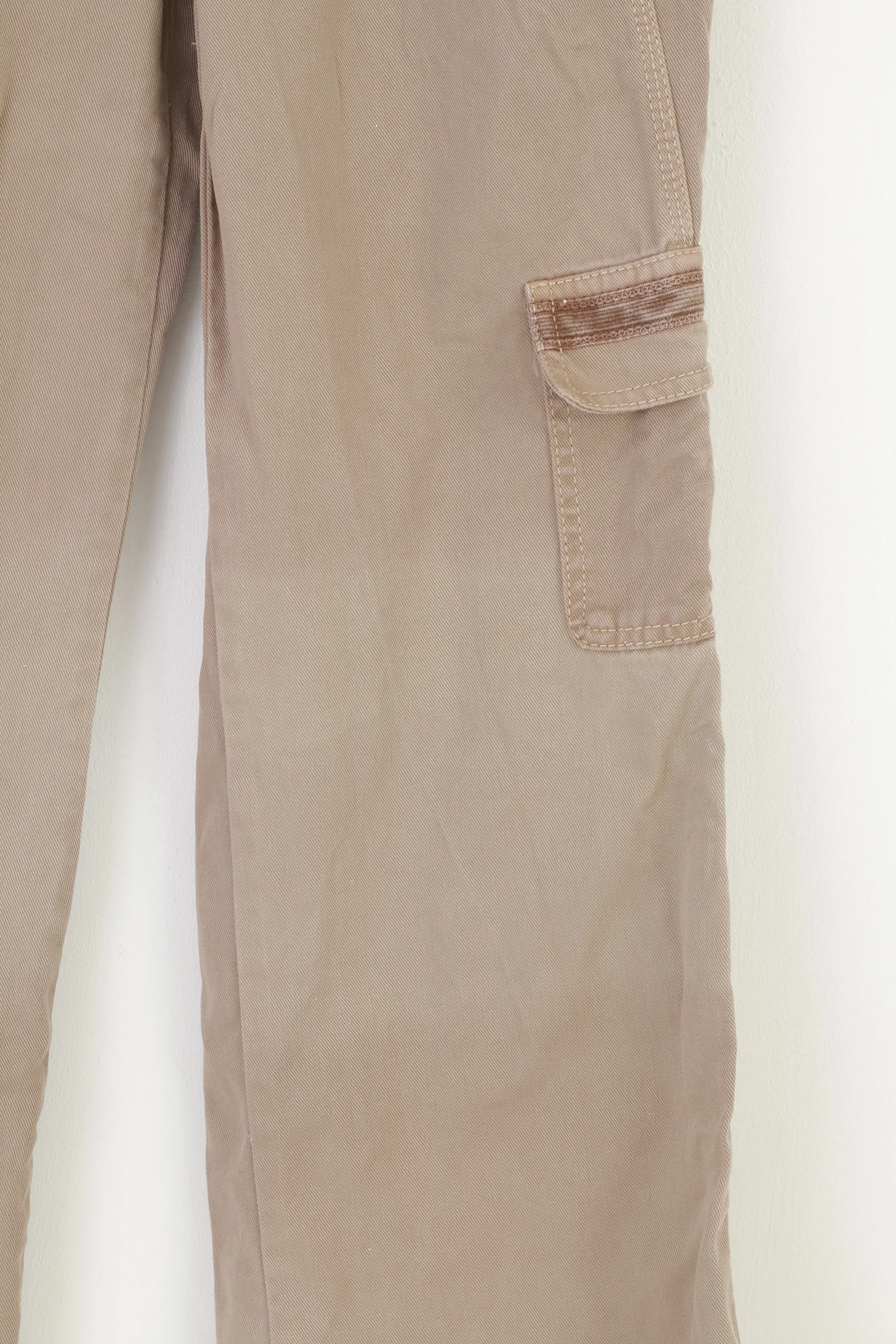 Stefanel Woman S Trousers Brown CottonCorduroy Vtg Wide Leg Low Waist Pockets Top - Image 4