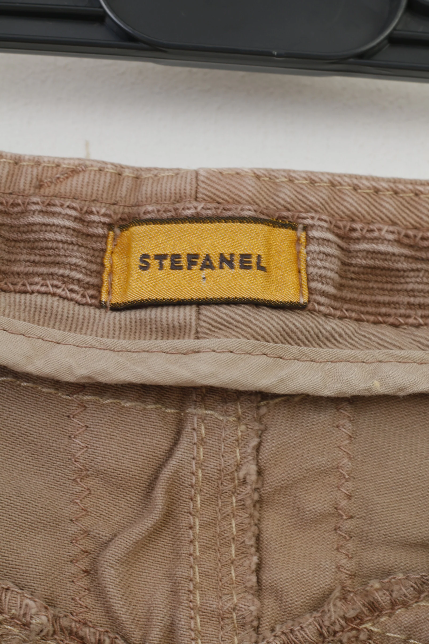 Stefanel Woman S Trousers Brown CottonCorduroy Vtg Wide Leg Low Waist Pockets Top - Image 5
