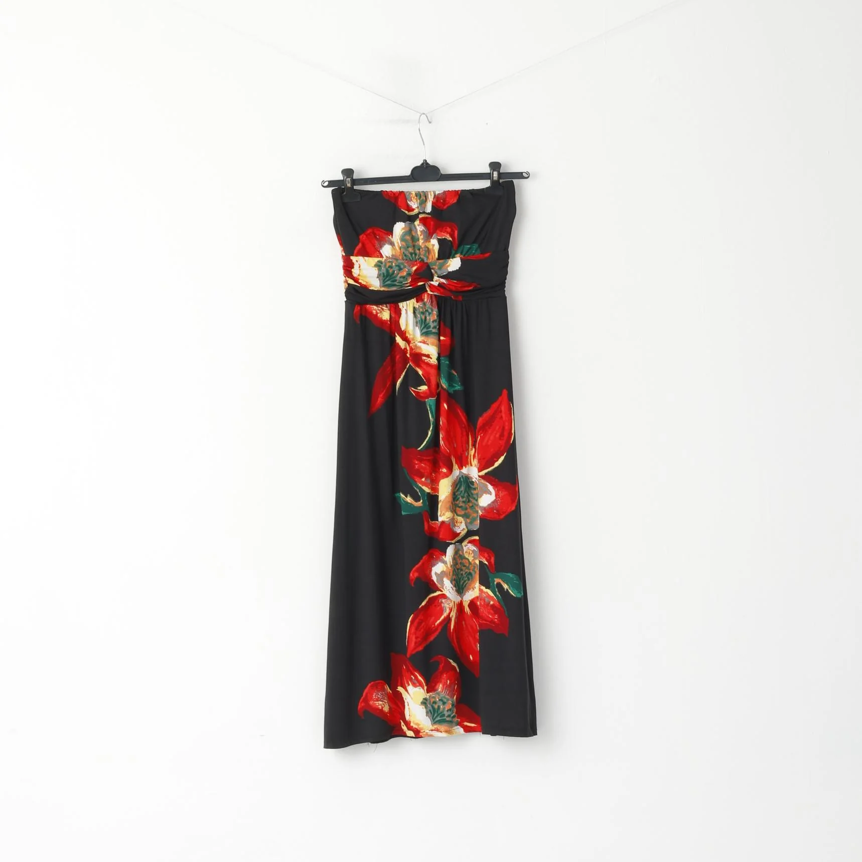 Stella Morgan Women S Midi Dress Black Bandeau Flowral Print Lining Summer - Image 2