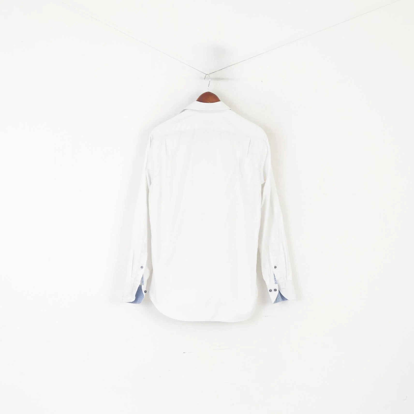 Stenstroms Men 40 15 3/4 L Casual Shirt White Cotton FitSweden Plain Long Sleeve Top - Image 7