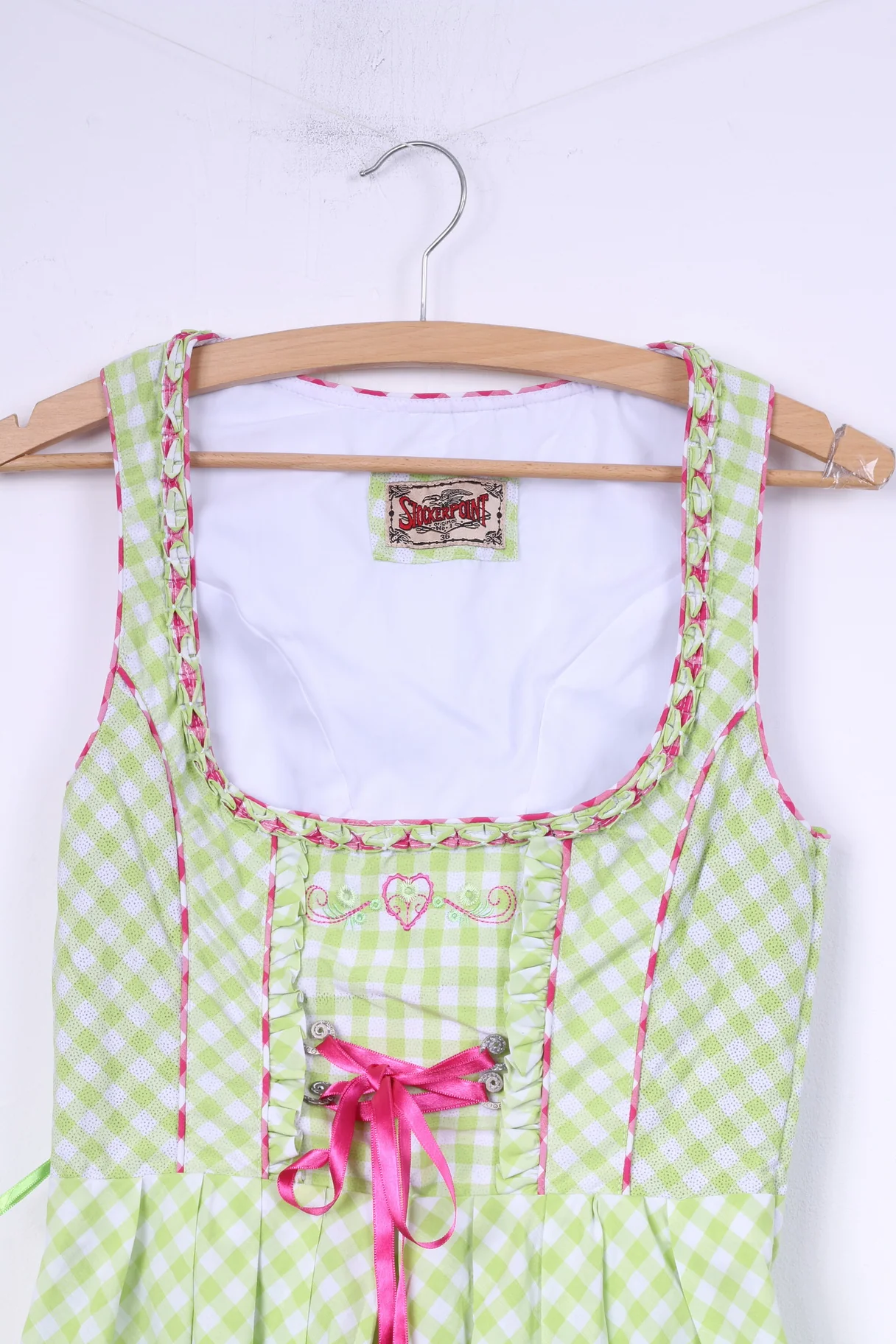 Stockerpoint Women 36 S Mini Dress Check Green Sleeveless Cotton - Image 3