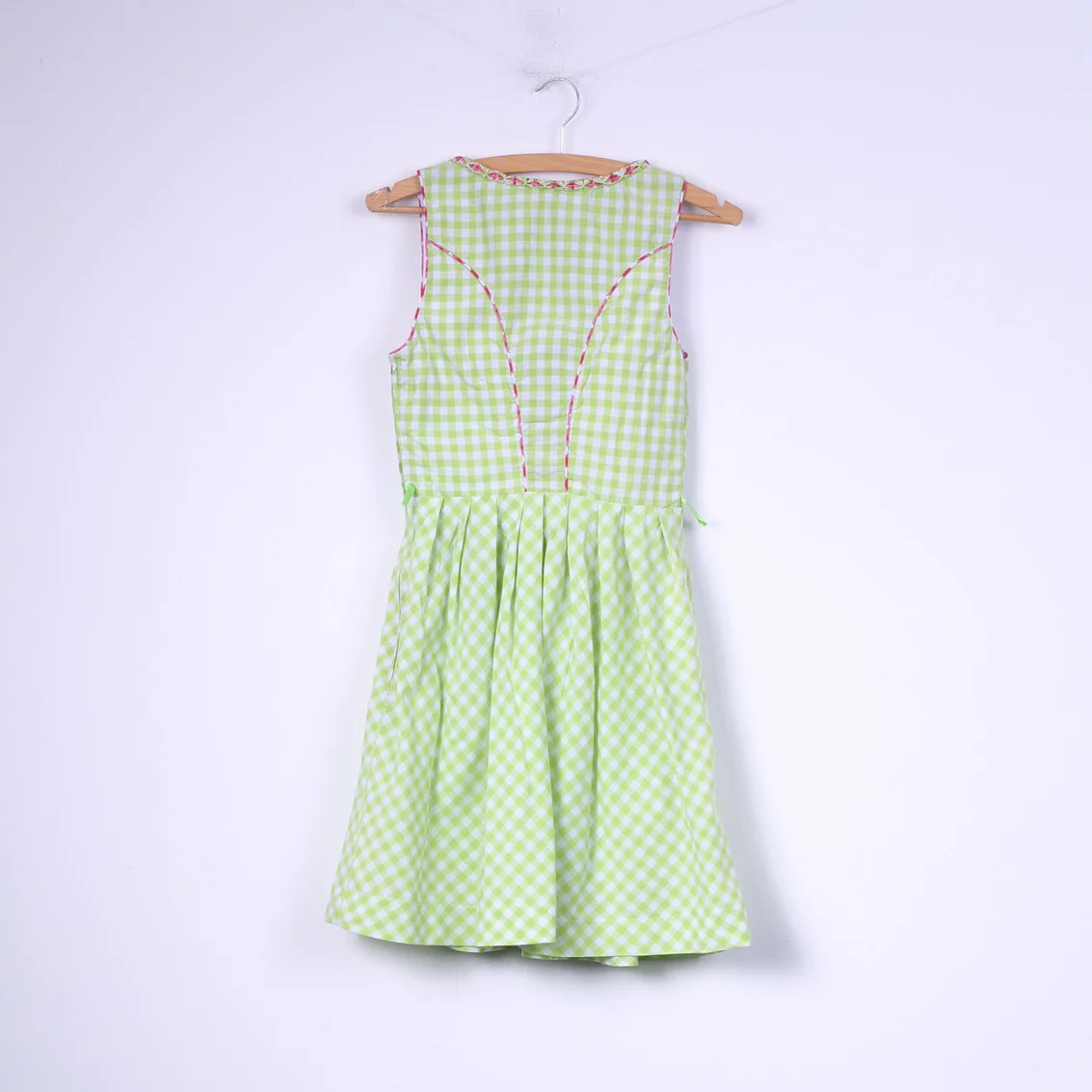 Stockerpoint Women 36 S Mini Dress Check Green Sleeveless Cotton - Image 7