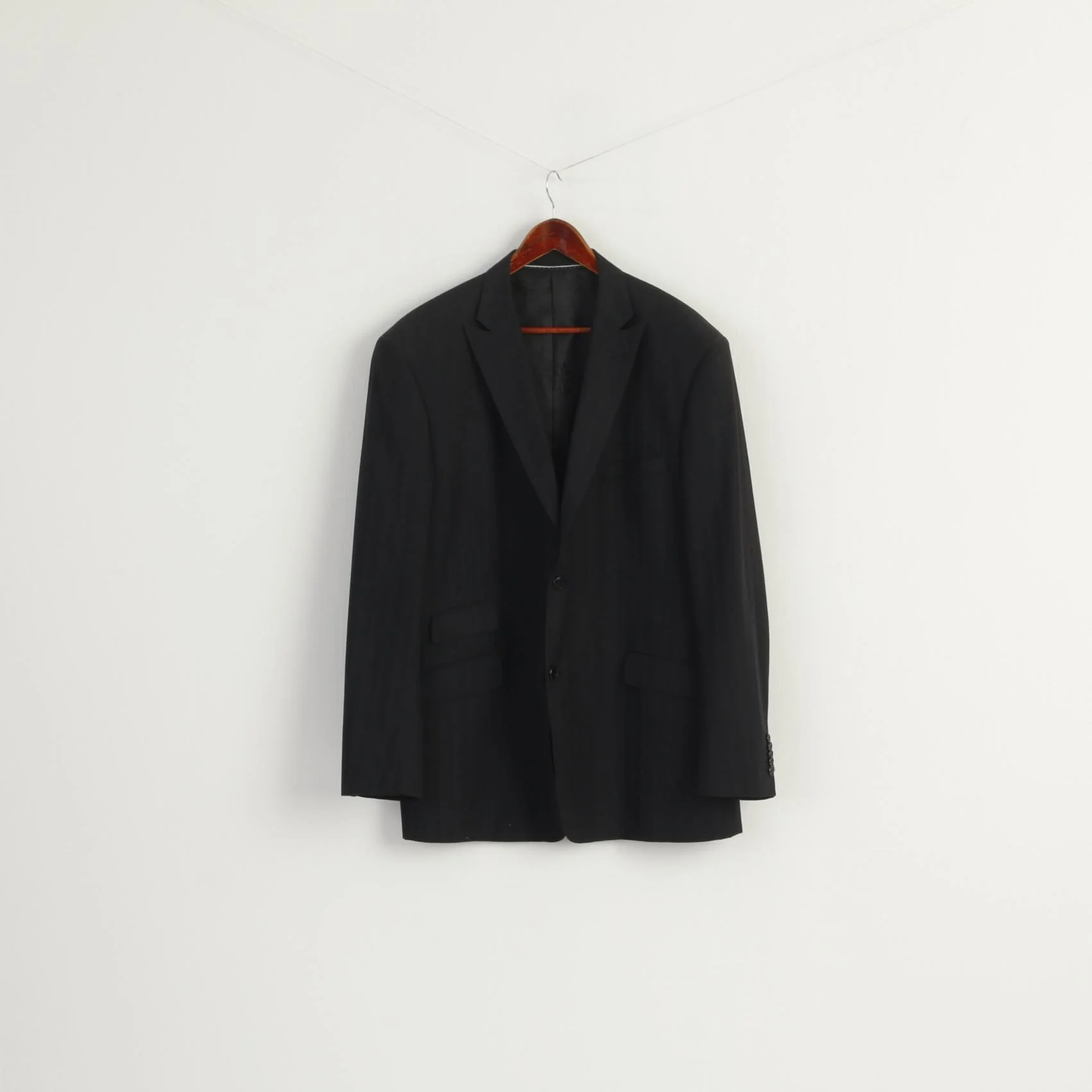 Stonebridge Men 50 XXL Blazer Black Striped Single Breasted Vintage Jacket - Image 2