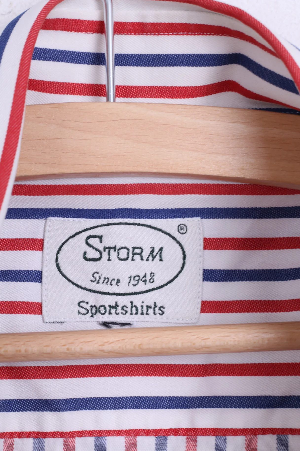 STORM Mens L Casual Shirt Striped White Cotton Button Down Collar - Image 4