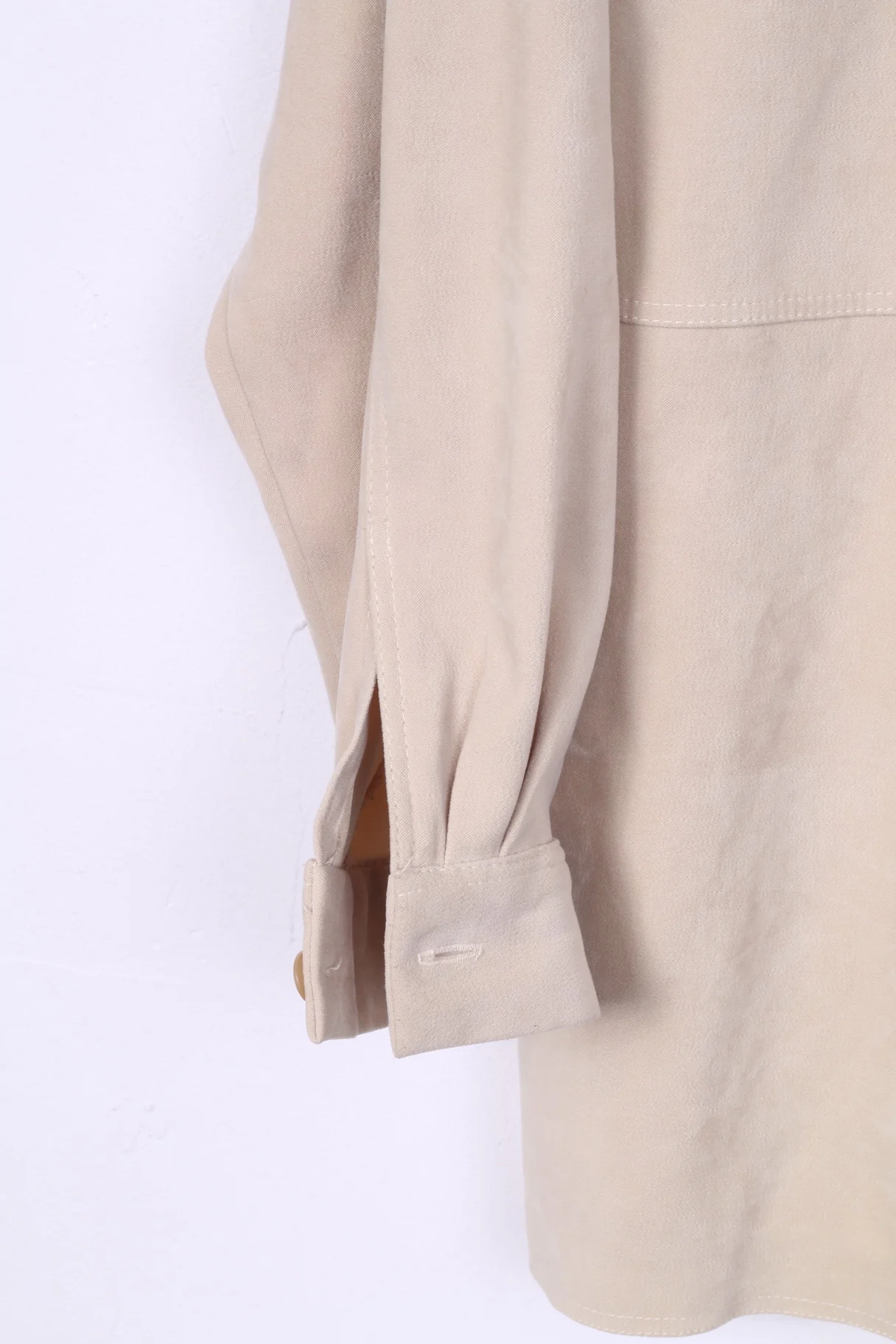 Strand Womens XL Casual Shirt Blouse Long Sleeve Retro Beige - Image 3