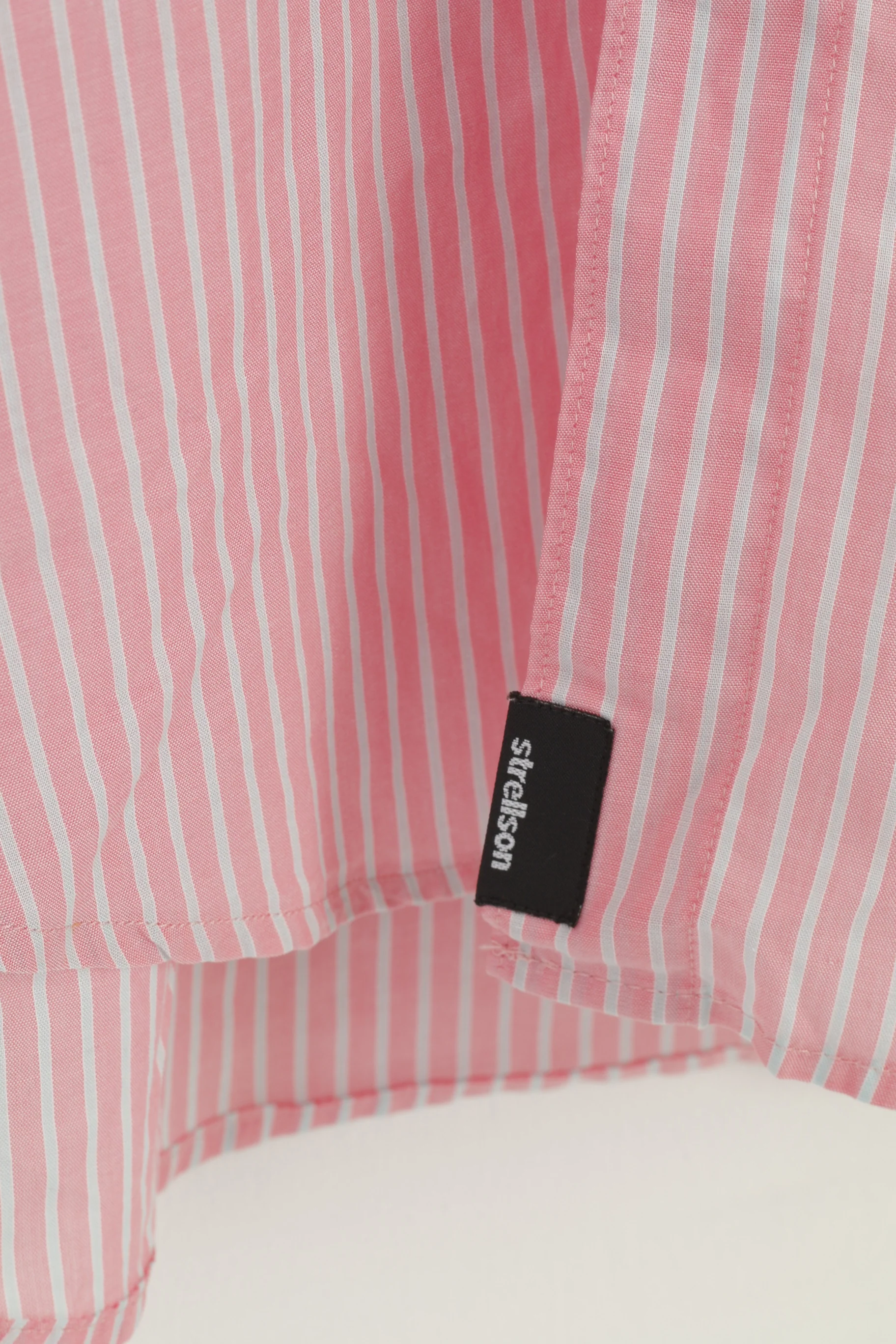 Strellson Men 40 15 3/4 Casual Shirt Pink Striped Cotton Short Sleeve Top - Image 4