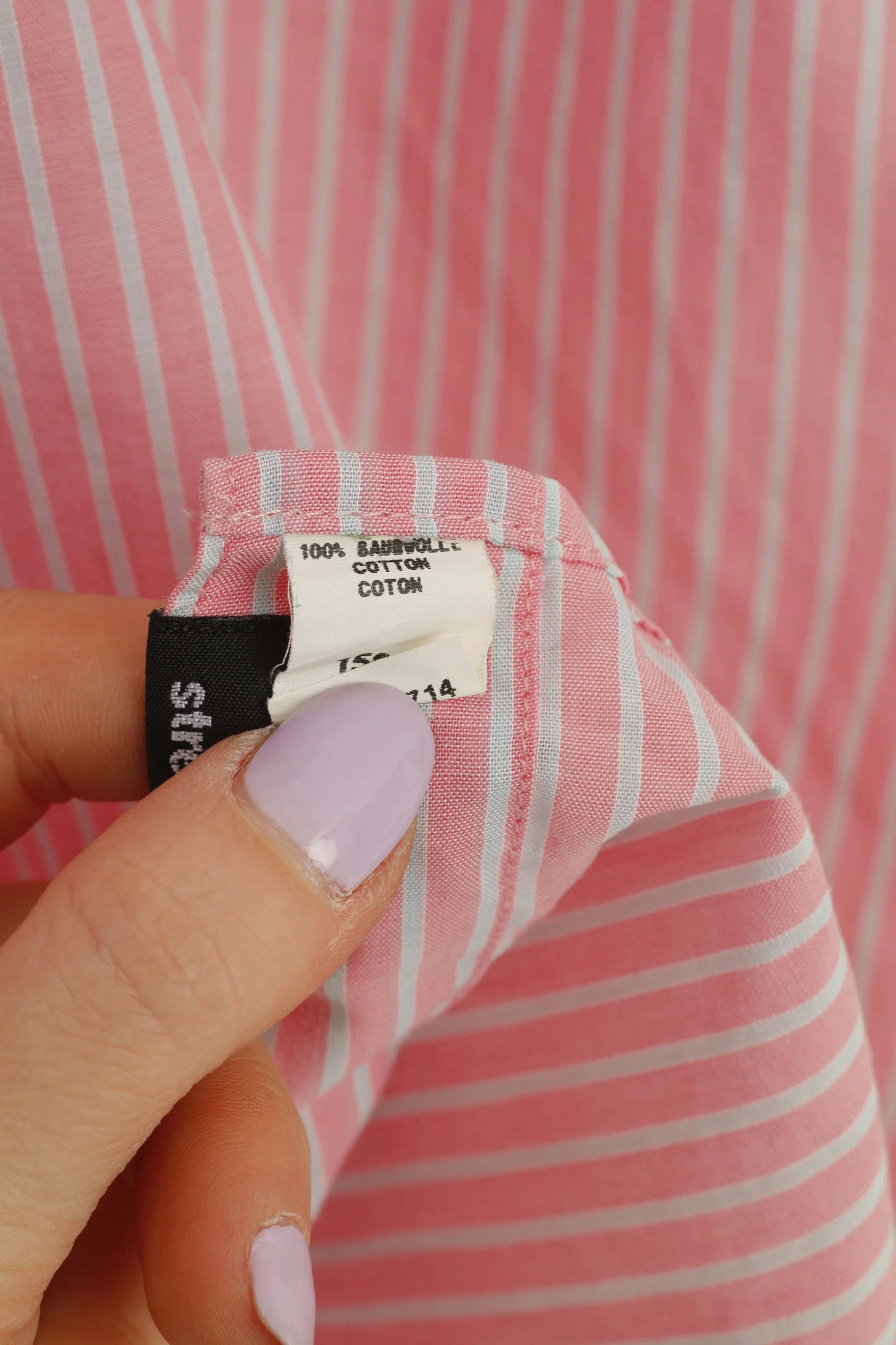 Strellson Men 40 15 3/4 Casual Shirt Pink Striped Cotton Short Sleeve Top - Image 7