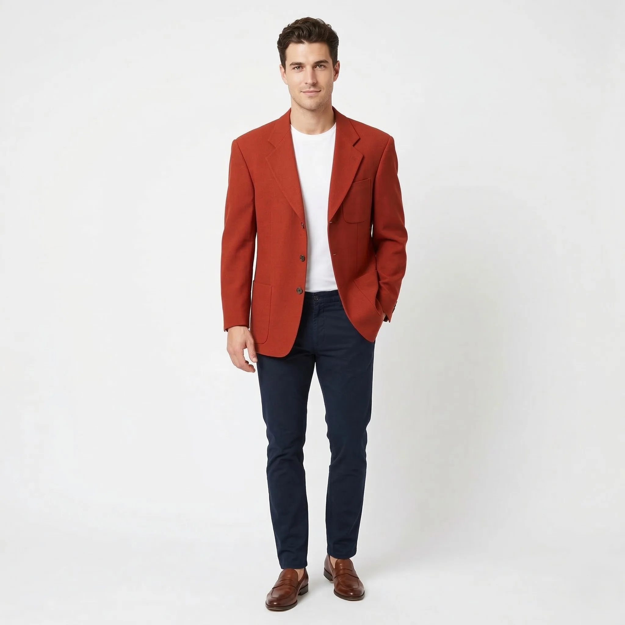 Strellson Men 38 48 Blazer Burgundy Wool Elegant Classic Single Breasted Switzerland Jacket