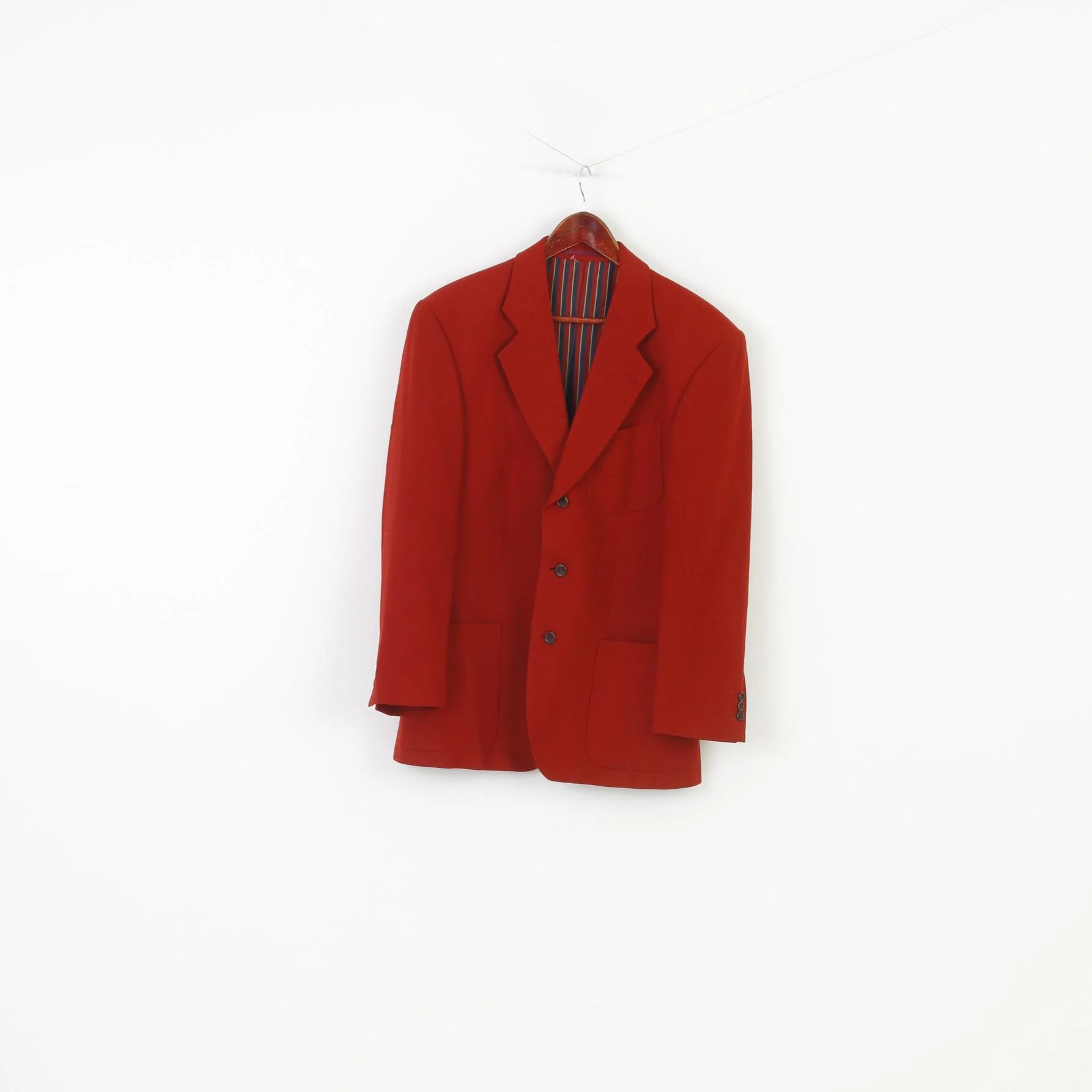Strellson Men 38 48 Blazer Burgundy Wool Elegant Classic Single Breasted Switzerland Jacket - Image 2
