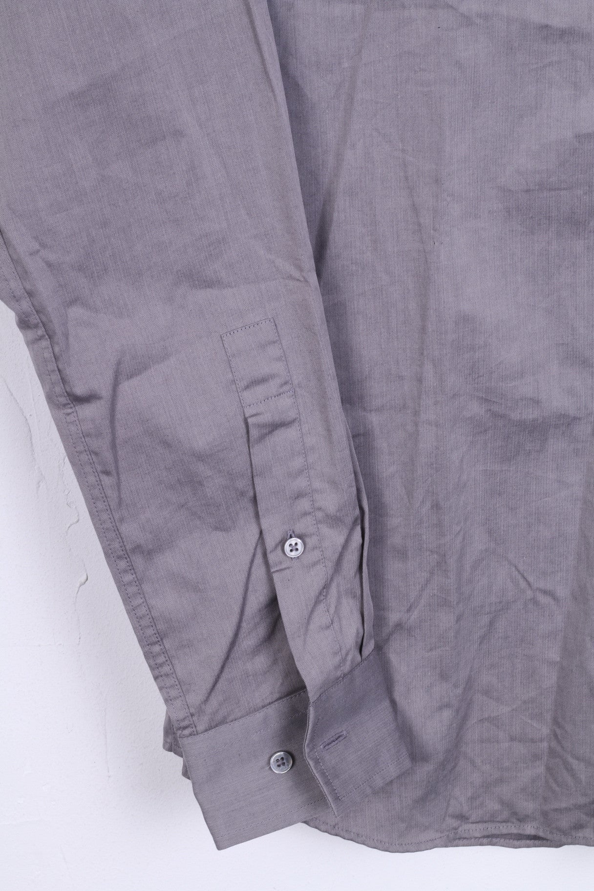 Strellson Mens 38 15 M Casual Shirt Grey Cotton Slim Fit Standard Collar - Image 2