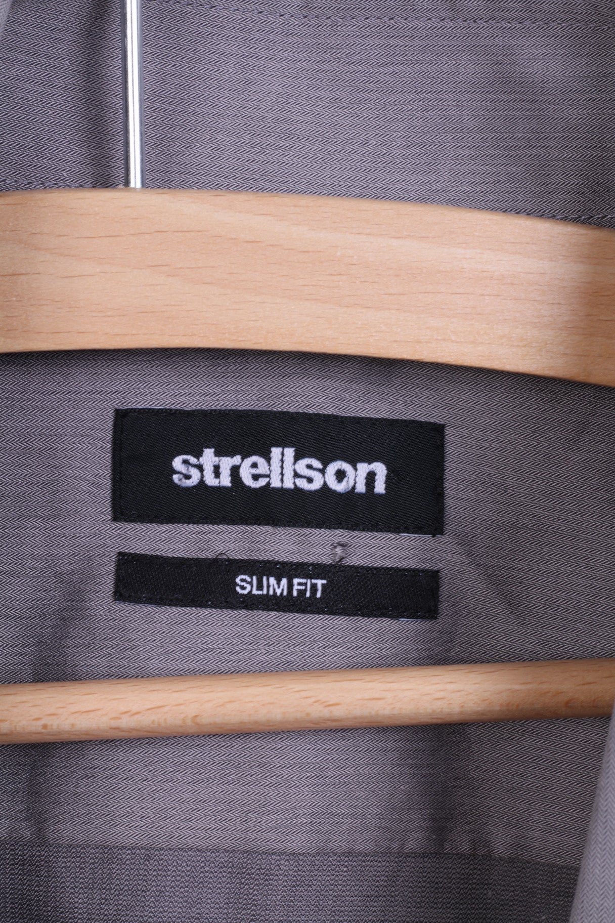 Strellson Mens 38 15 M Casual Shirt Grey Cotton Slim Fit Standard Collar - Image 4