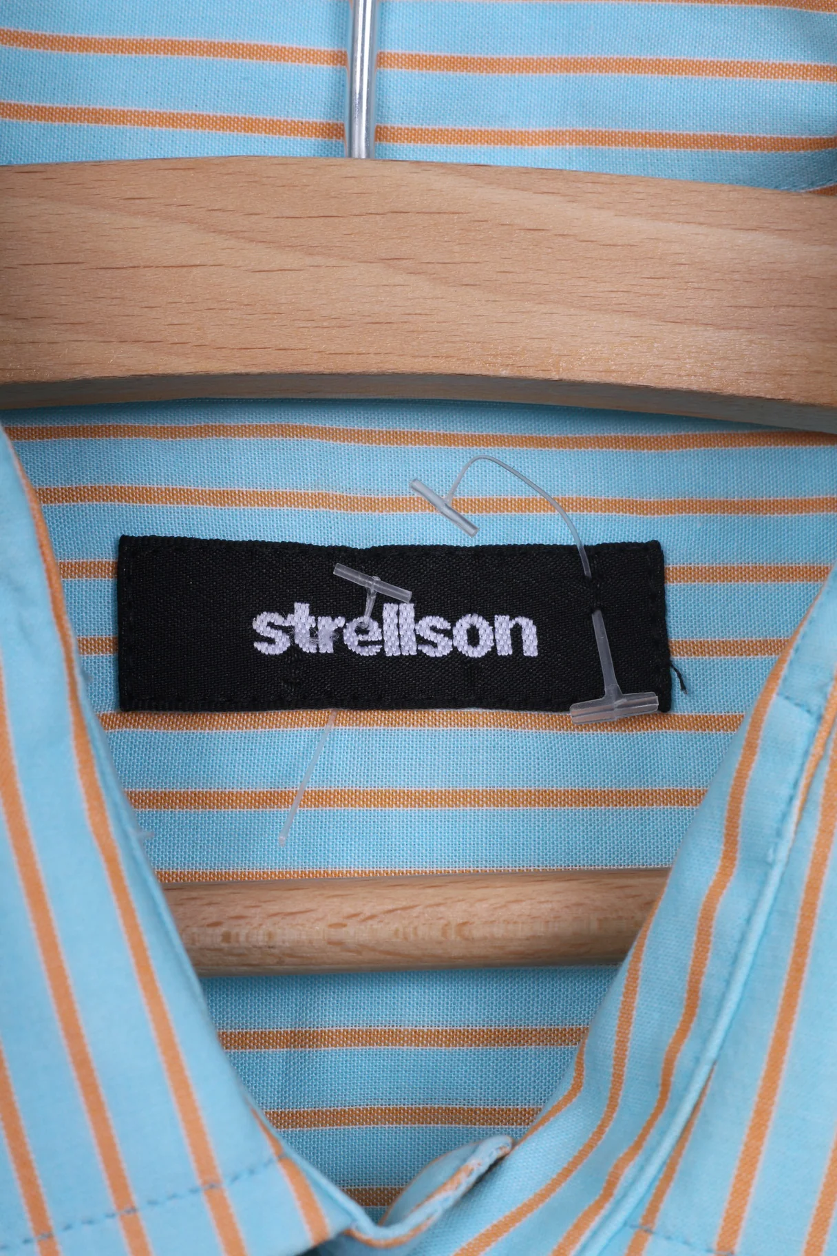 Strellson Mens L 40 15.5 Casual Shirt Blue Striped Cotton Short Sleeve - Image 4