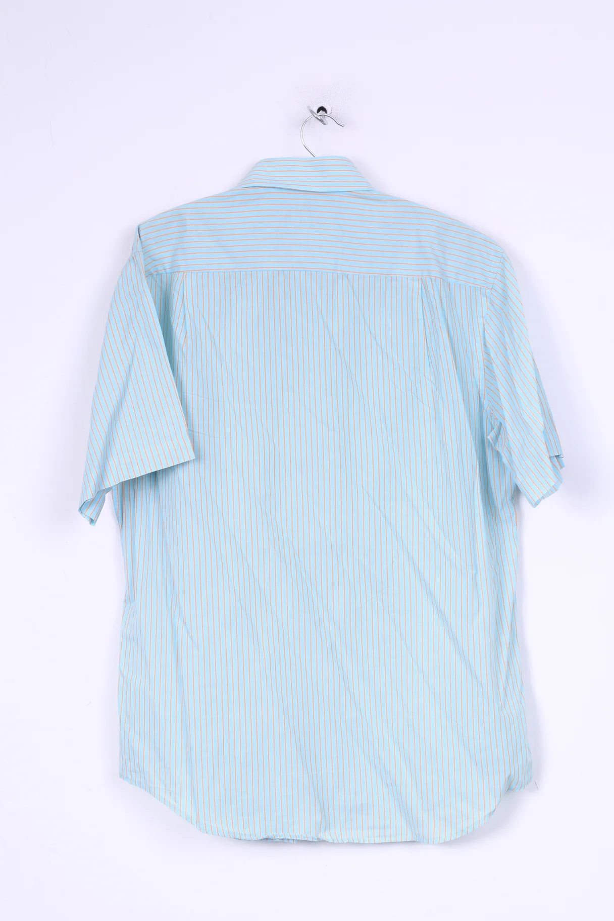 Strellson Mens L 40 15.5 Casual Shirt Blue Striped Cotton Short Sleeve - Image 7