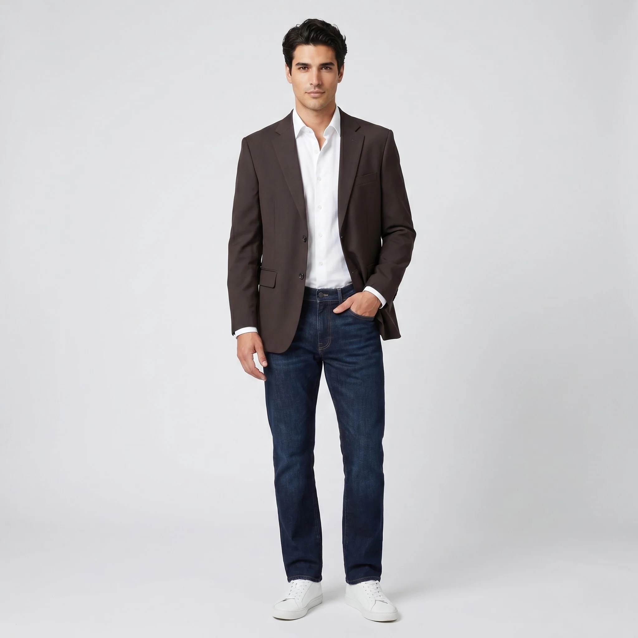 Studio Milano Men 50 42 Blazer Brown Striped Shoulder Pads Jacket