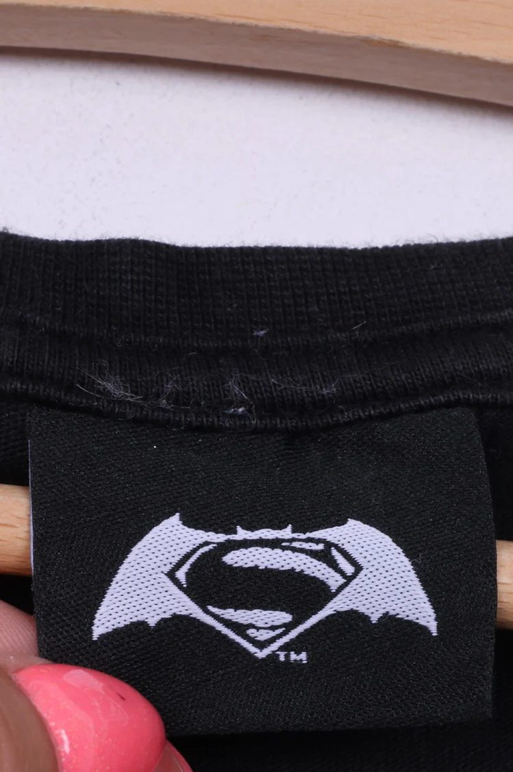 Superman Mens XL T- Shirt Graphic Cotton Black Batman v Superman Dawn of Justice - Image 4