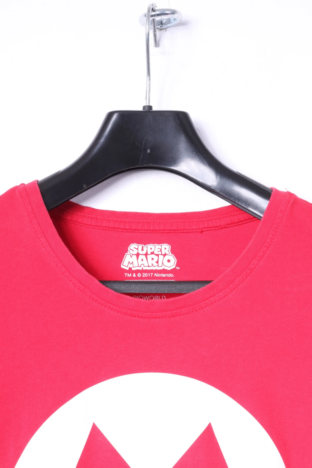 Super Mario Womens M Shirt Red Cotton Nintendo Logo Stretch Top - Image 2