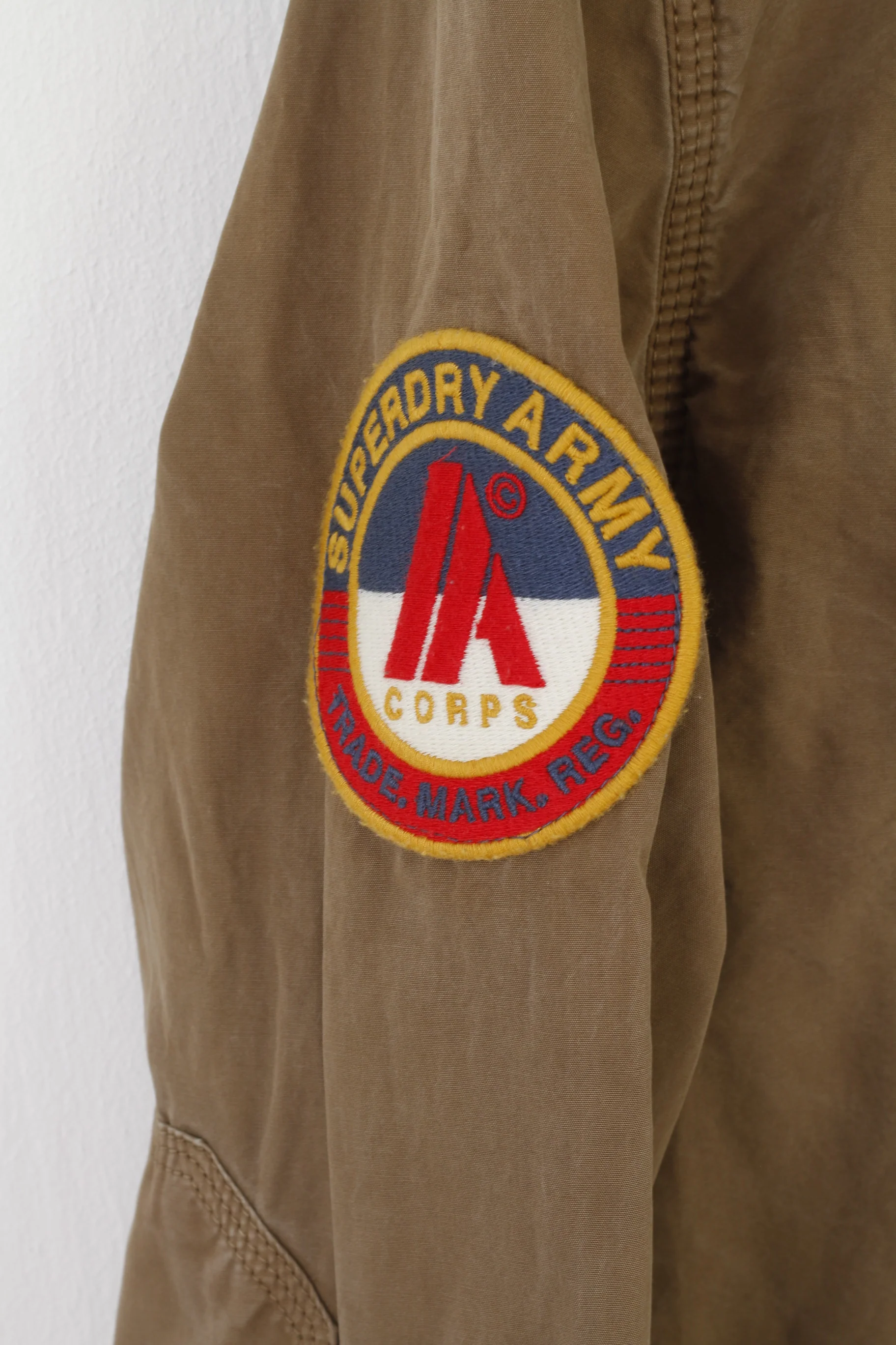 Superdry Army Men M Casual Shirt Khaki Cotton Military Fit Long Sleeve Top - Image 3
