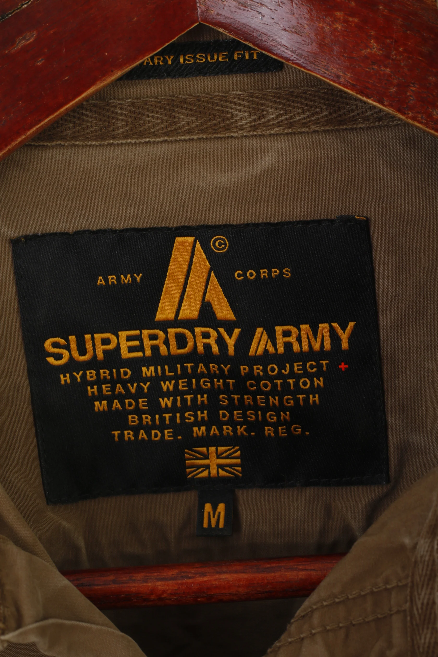 Superdry Army Men M Casual Shirt Khaki Cotton Military Fit Long Sleeve Top - Image 4