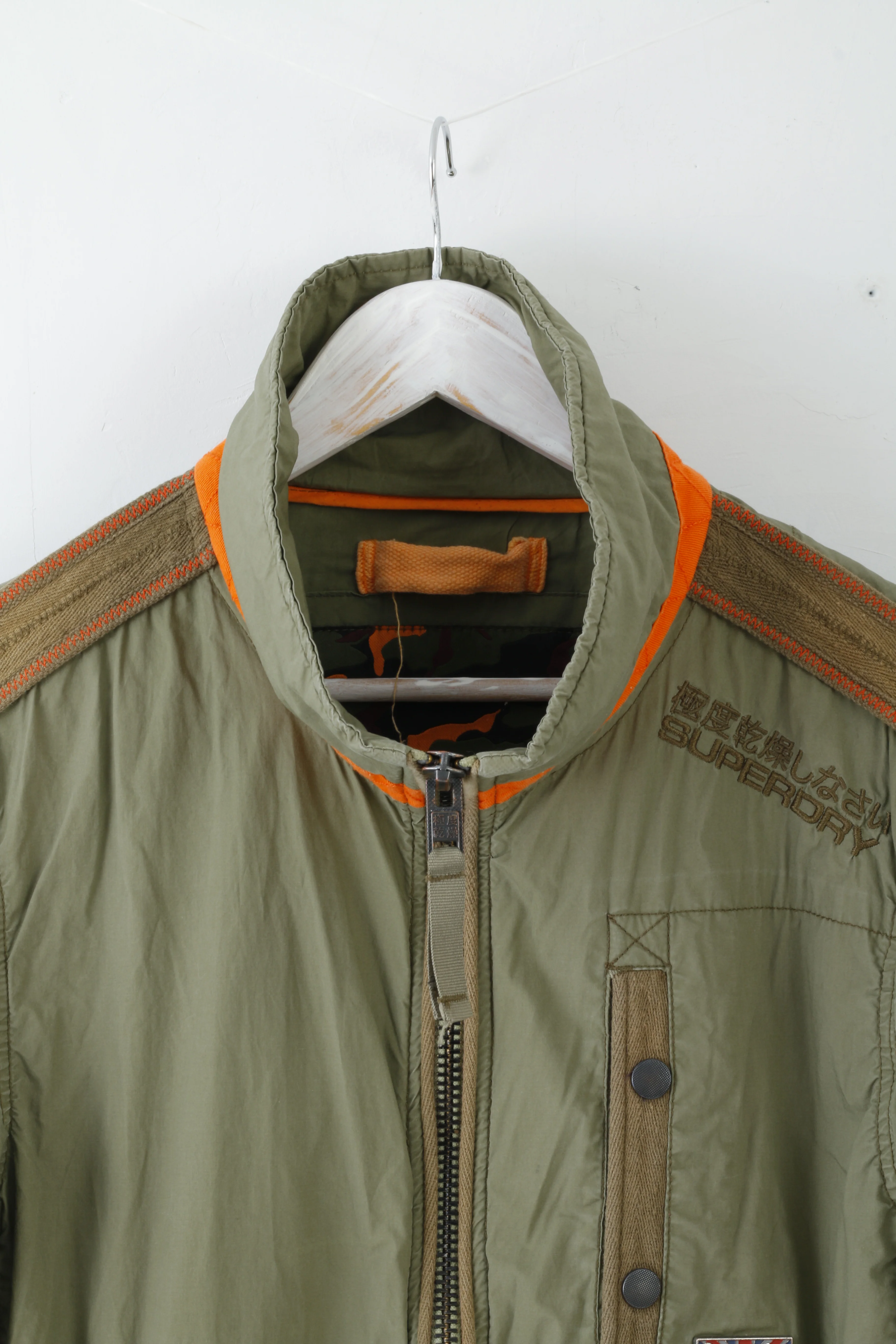 Superdry Japan Womens M Bomber Jacket Khaki Lightweight British Design - Image 2