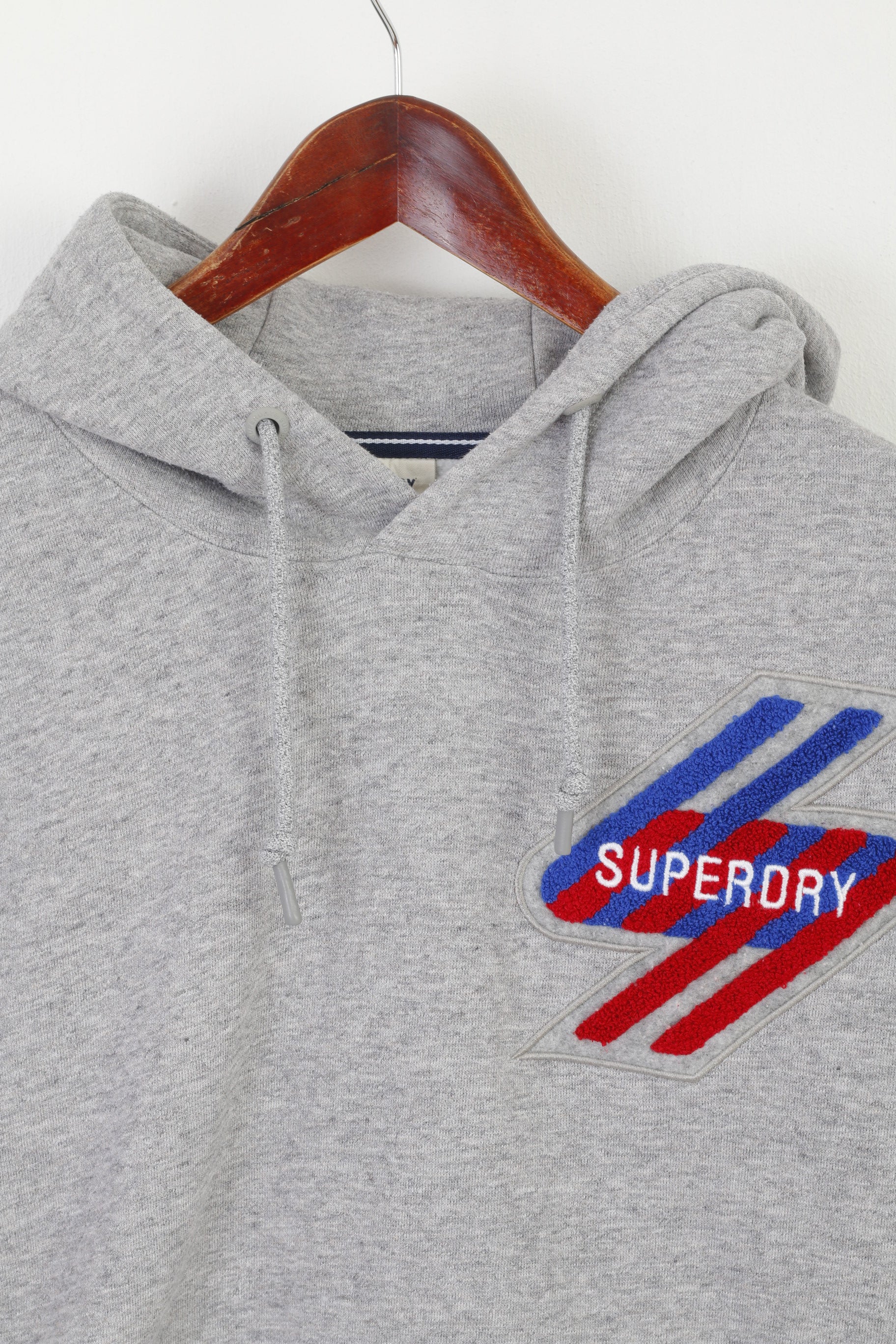 Superdry Men L Sweatshirt Gray Cotton Vintage Logo Sportswear Hoooded Top - Image 2