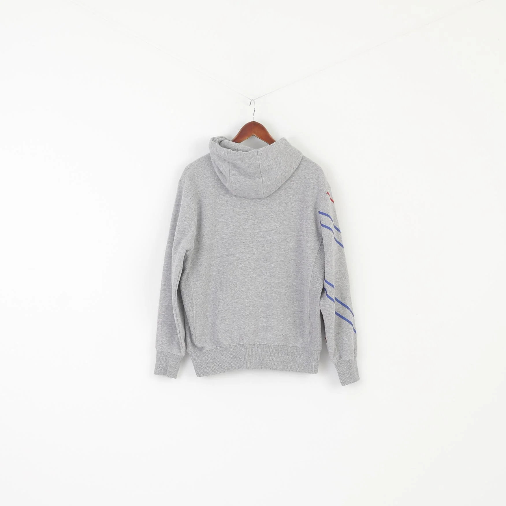 Superdry Men L Sweatshirt Gray Cotton Vintage Logo Sportswear Hoooded Top - Image 6
