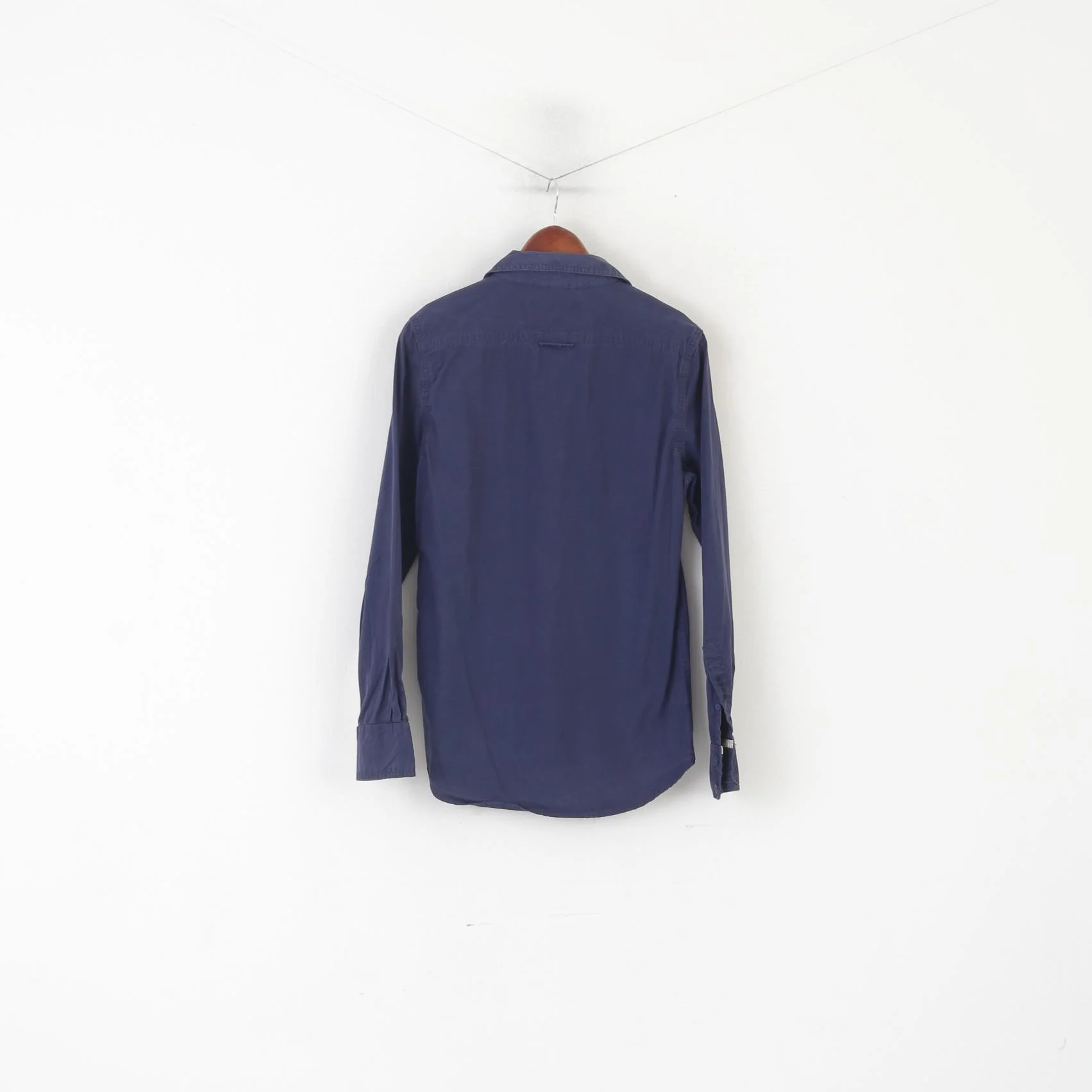 Superdry Men M Casual Shirt Navy Cotton Japan Spirit Long Sleeve Pocket Top - Image 6