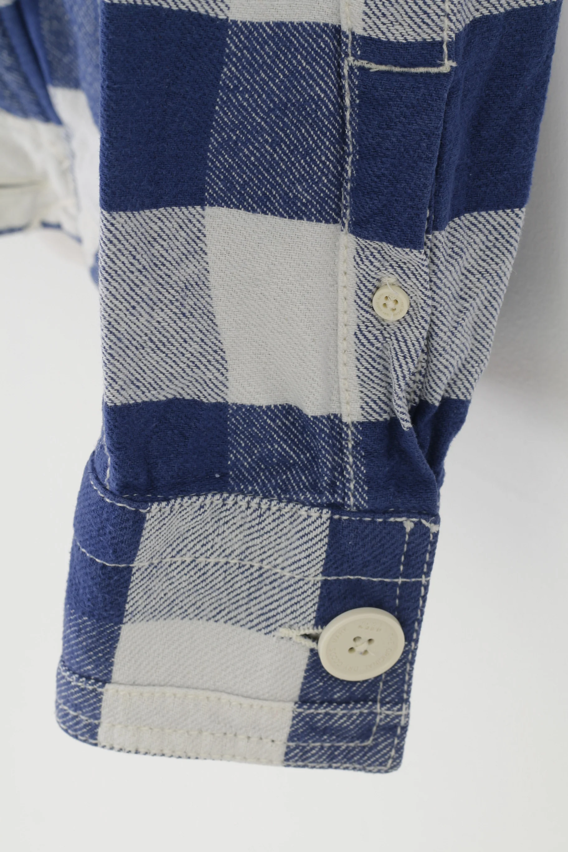 Superdry Men S Jacket Checkered Blue White Cotton Full Zipper Bottoms Western Shirt Company Mustang - Image 3