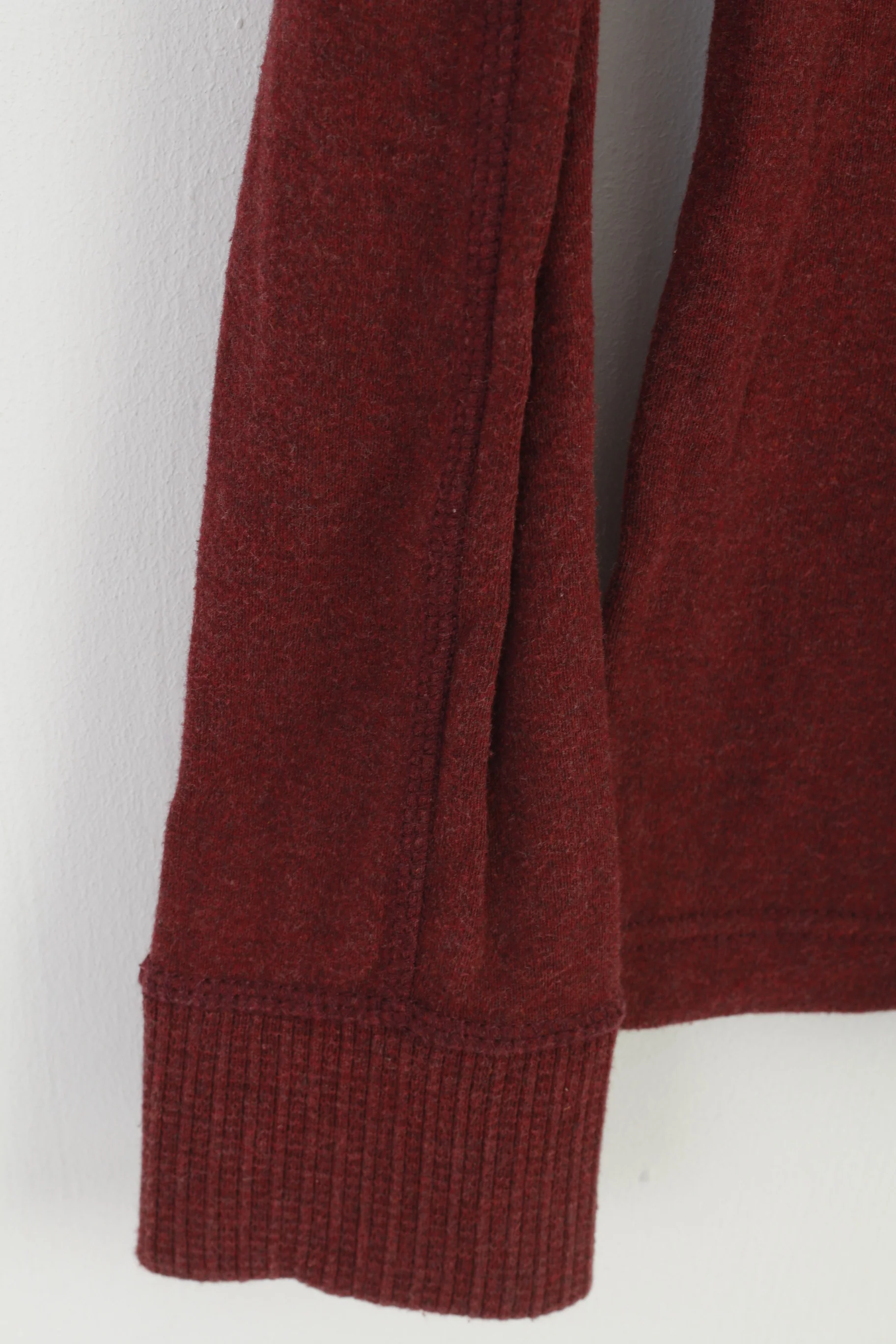 Superdry Men S Shirt Burgundy Cotton Japan Stretch Long Sleeve Crew Neck Top - Image 3
