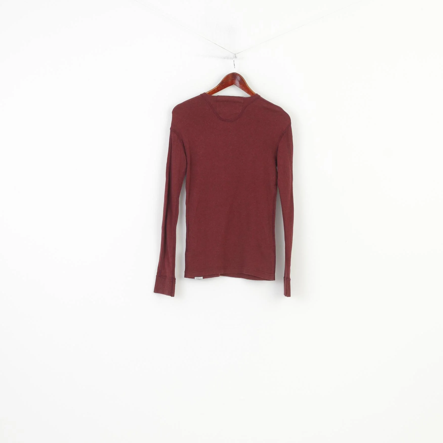 Superdry Men S Shirt Burgundy Cotton Japan Stretch Long Sleeve Crew Neck Top - Image 7