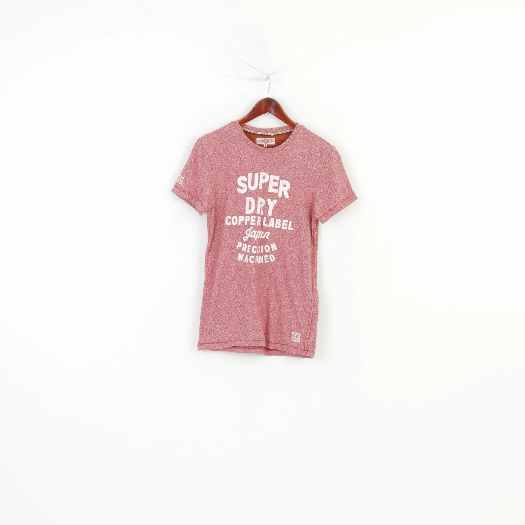 Superdry Men S T-Shirt Crew Neck Red Detailers Cotton Vintage Top