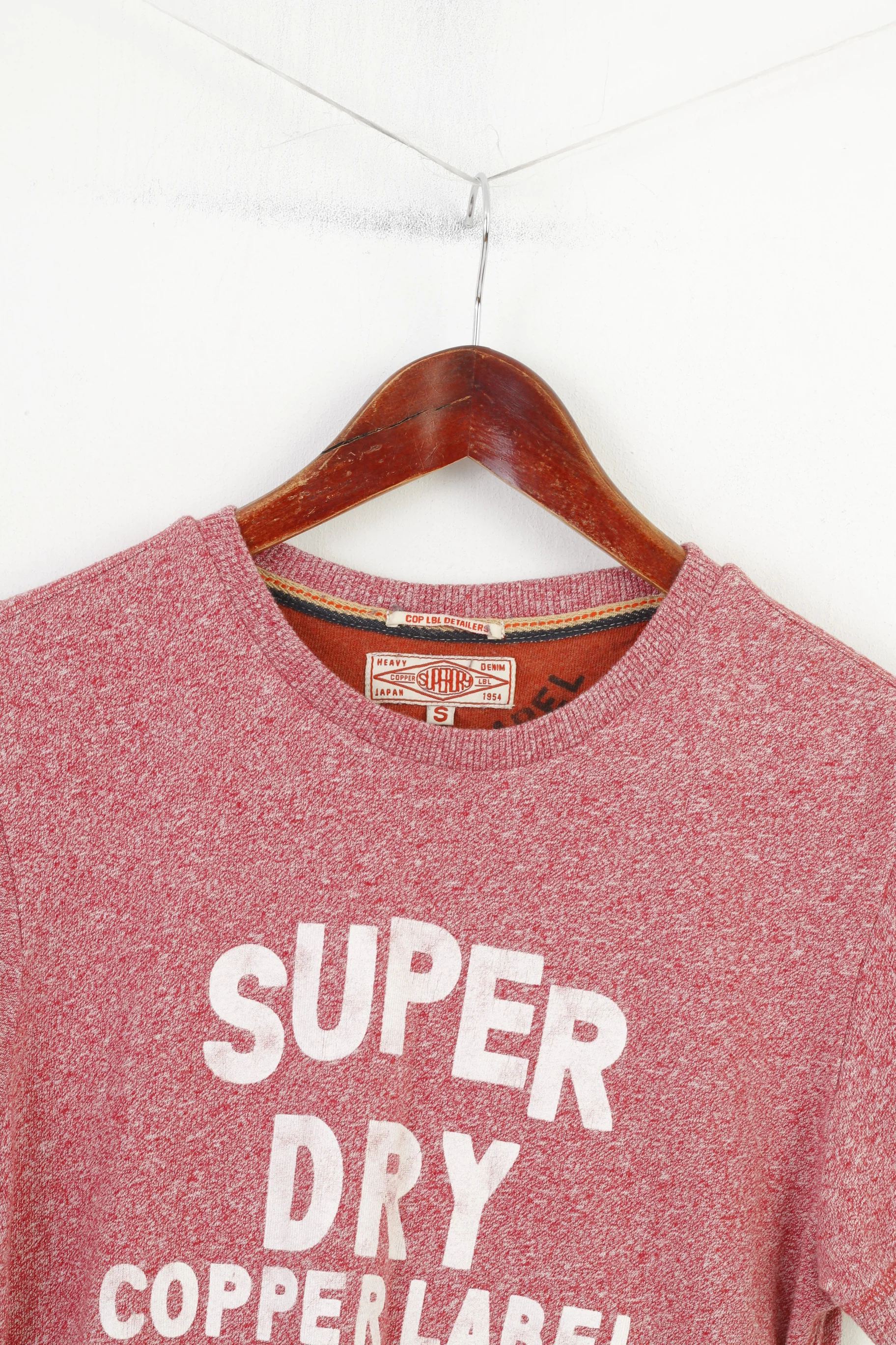 Superdry Men S T-Shirt Crew Neck Red Detailers Cotton Vintage Top - Image 2
