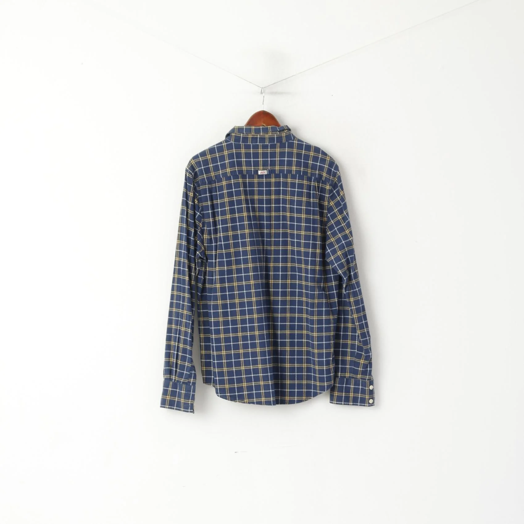 Superdry Men XXL (XL) Casual Shirt Navy Check Navy The Dry Oxford Long Sleeve Top - Image 8