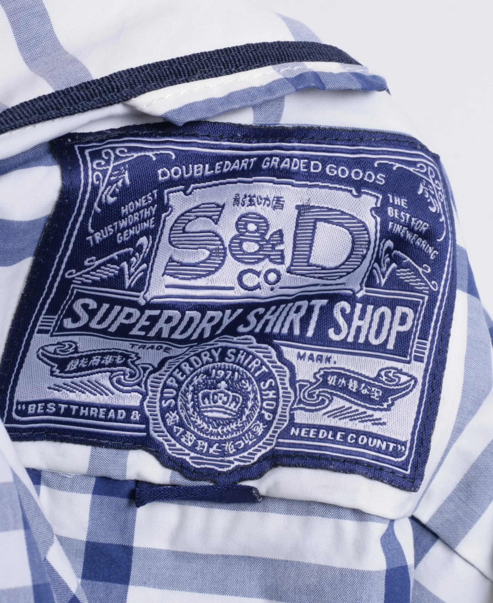 Superdry Mens L Casual Shirt White Check Cotton Long Sleeve - Image 4