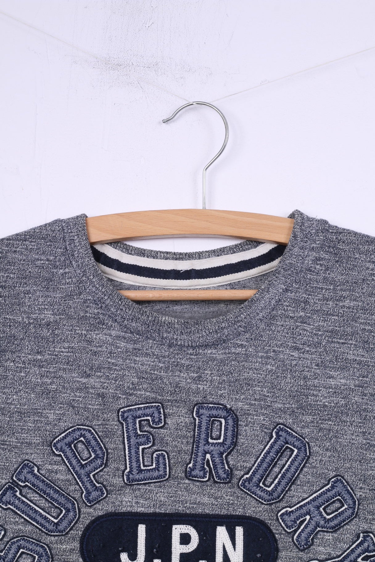 Superdry Mens S T-Shirt Grey Cotton Top J.P.N College Top Crew Neck - Image 2