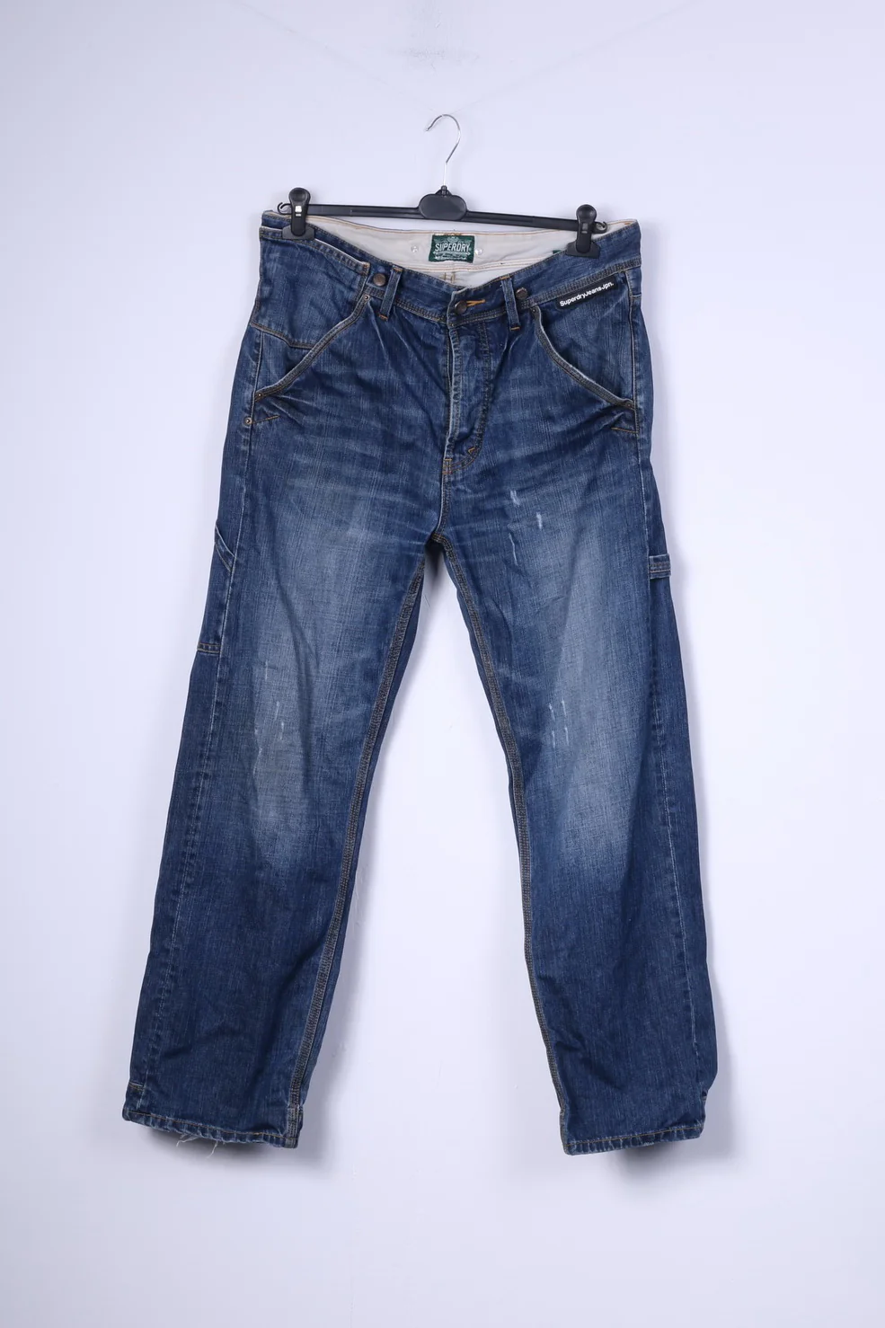 Superdry Mens W36 L32 Trousers Denim Jeans Navy Cotton Japan Pants
