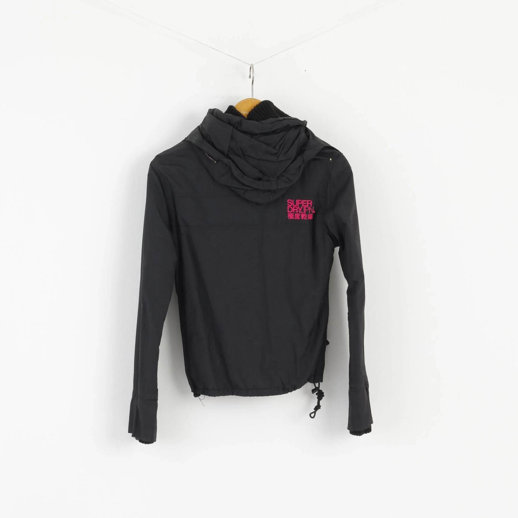 Superdry Women S Jacket Black Hooded Nylon Fleece Inside 3 Zipper Top - Image 7